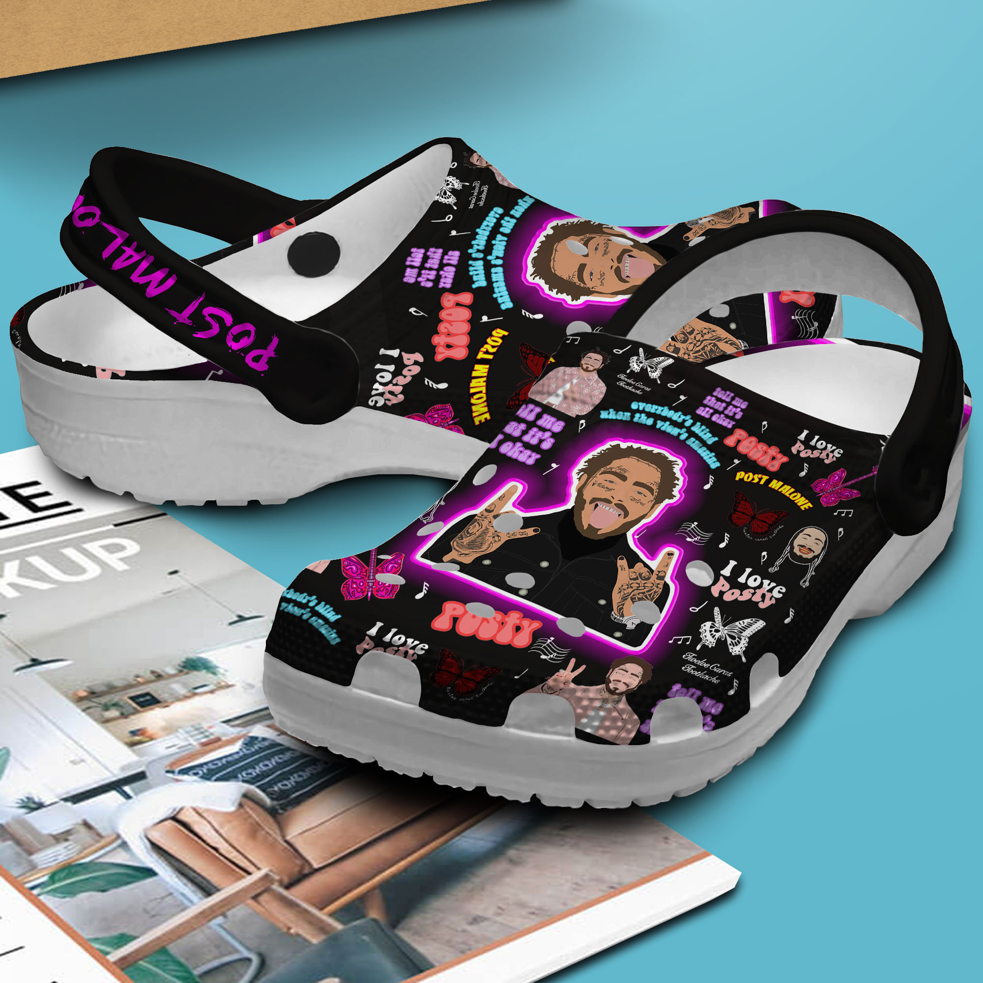 Merchidea Post Malone Music Crocs Crocband Clogs Shoes Comfortable For Men Women and Kids