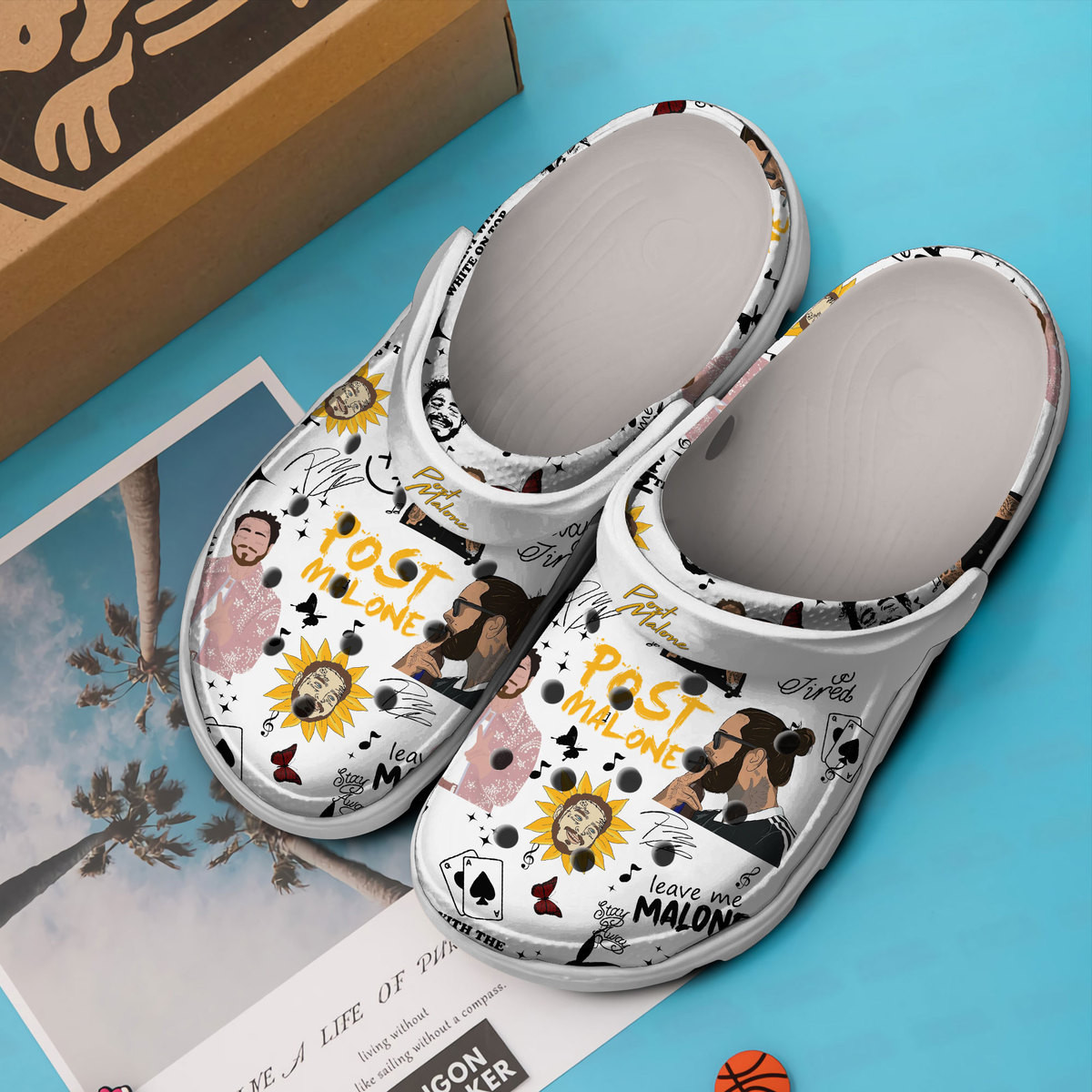 Merchidea Post Malone Music Crocs Crocband Clogs Shoes Comfortable For Men Women and Kids