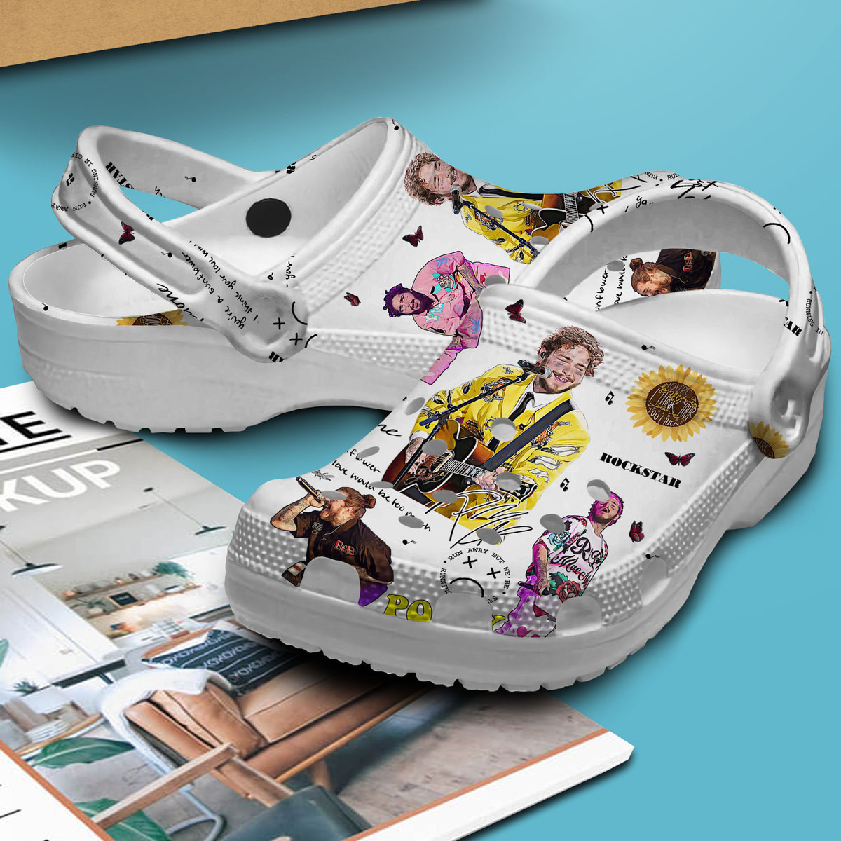 Merchidea Post Malone Music Crocs Crocband Clogs Shoes Comfortable For Men Women and Kids