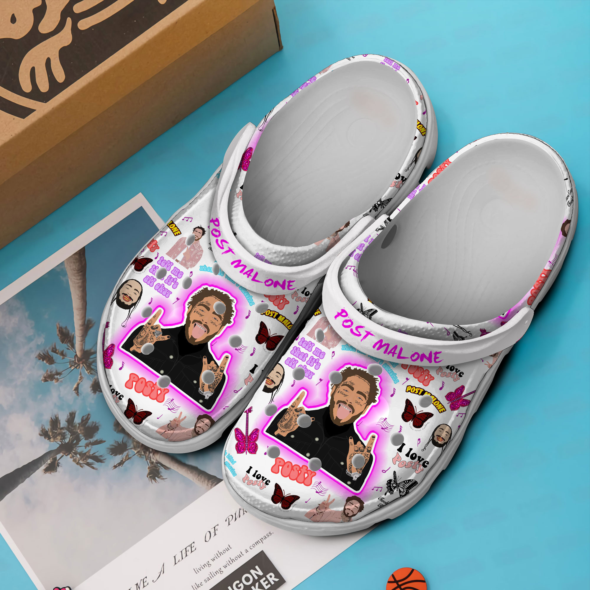 Merchidea Post Malone Music Crocs Crocband Clogs Shoes Comfortable For Men Women and Kids