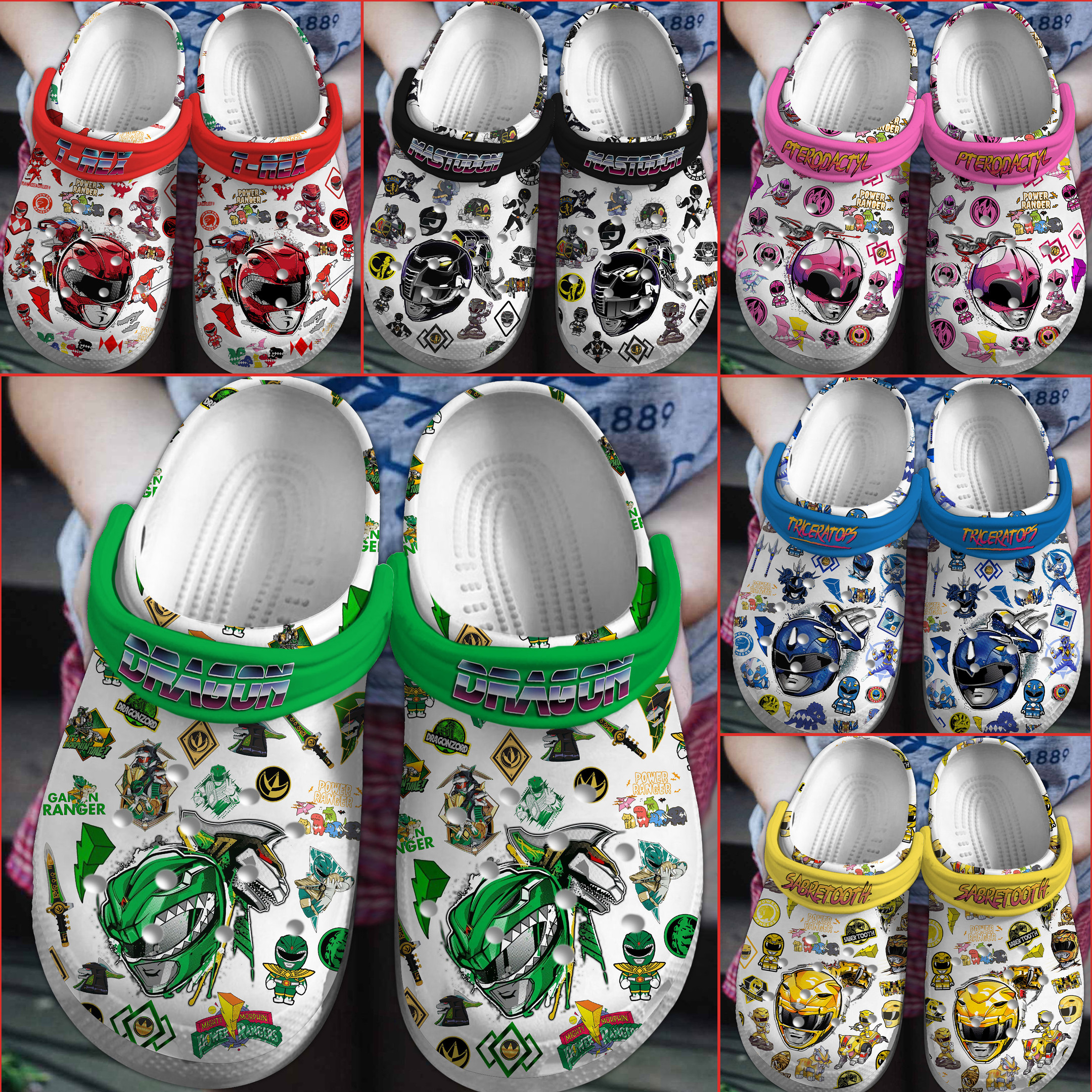 Merchidea Power Rangers Movie Crocs Crocband Clogs Shoes Comfortable For Men Women and Kids