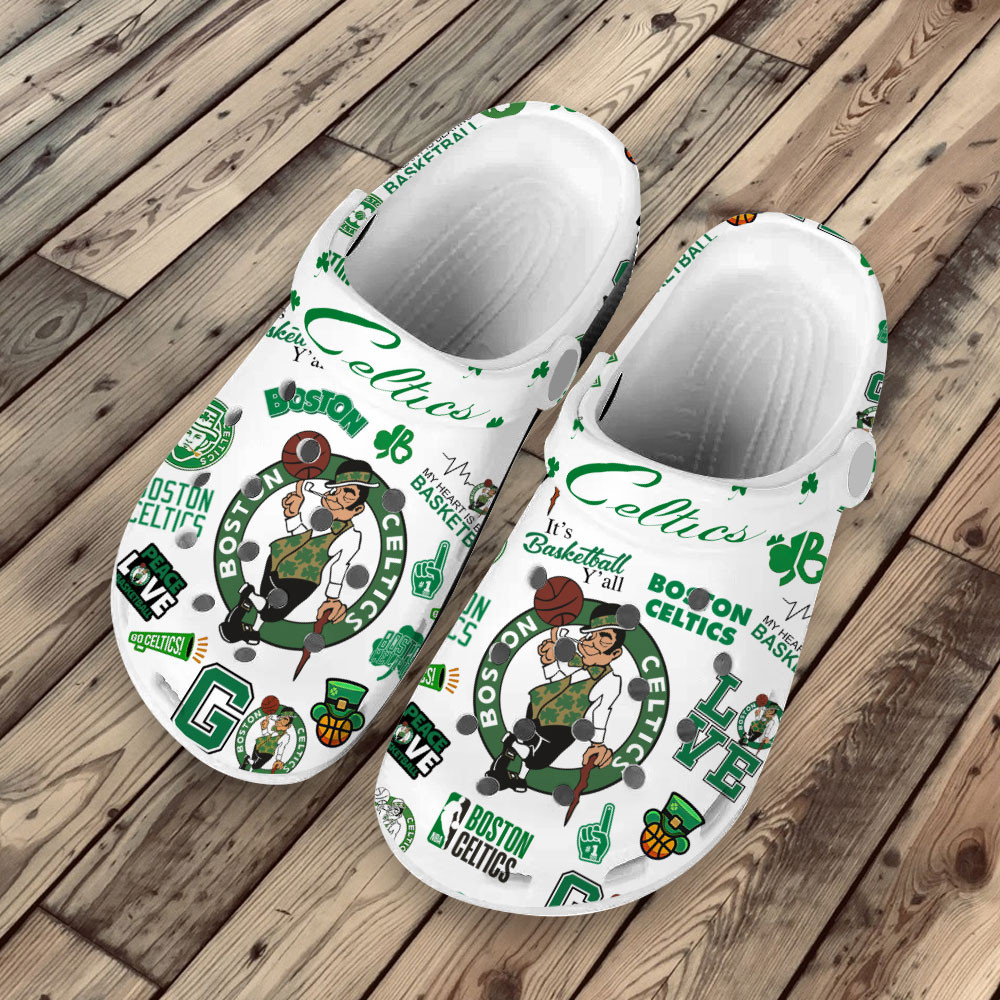 Merchidea Premium Boston Celtics NBA Sport Crocs Crocband Clogs Shoes For Men Women and Kids