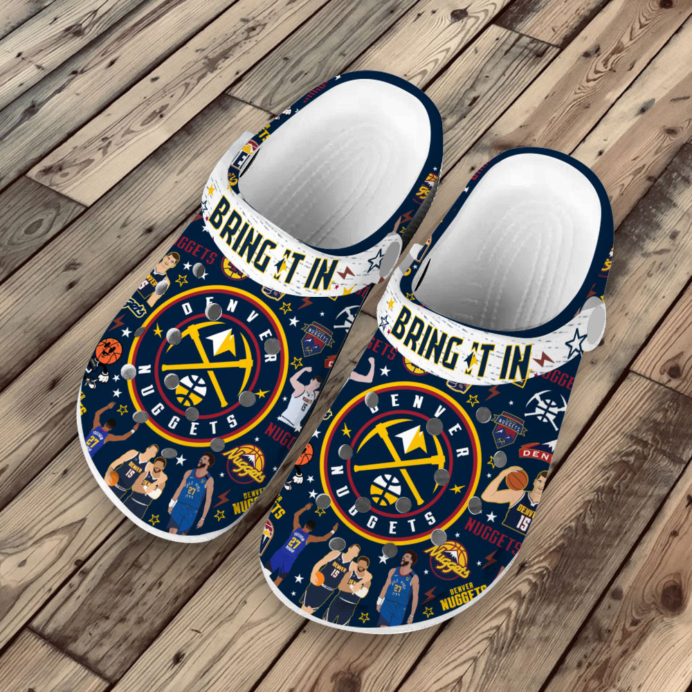 Merchidea Premium Denver Nuggets NBA Sport Crocs Crocband Clogs Shoes For Men Women and Kids