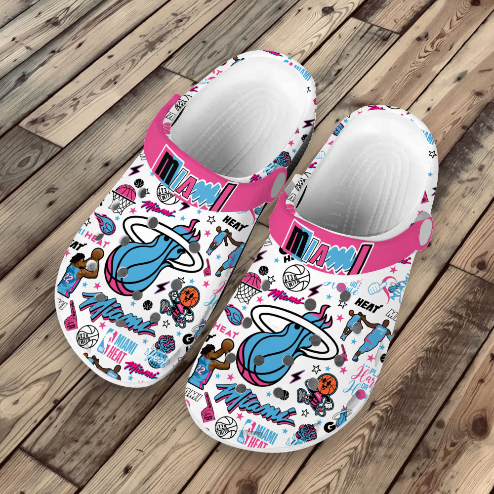 Merchidea Premium Miami Heat NBA Sport Crocs Crocband Clogs Shoes For Men Women and Kids