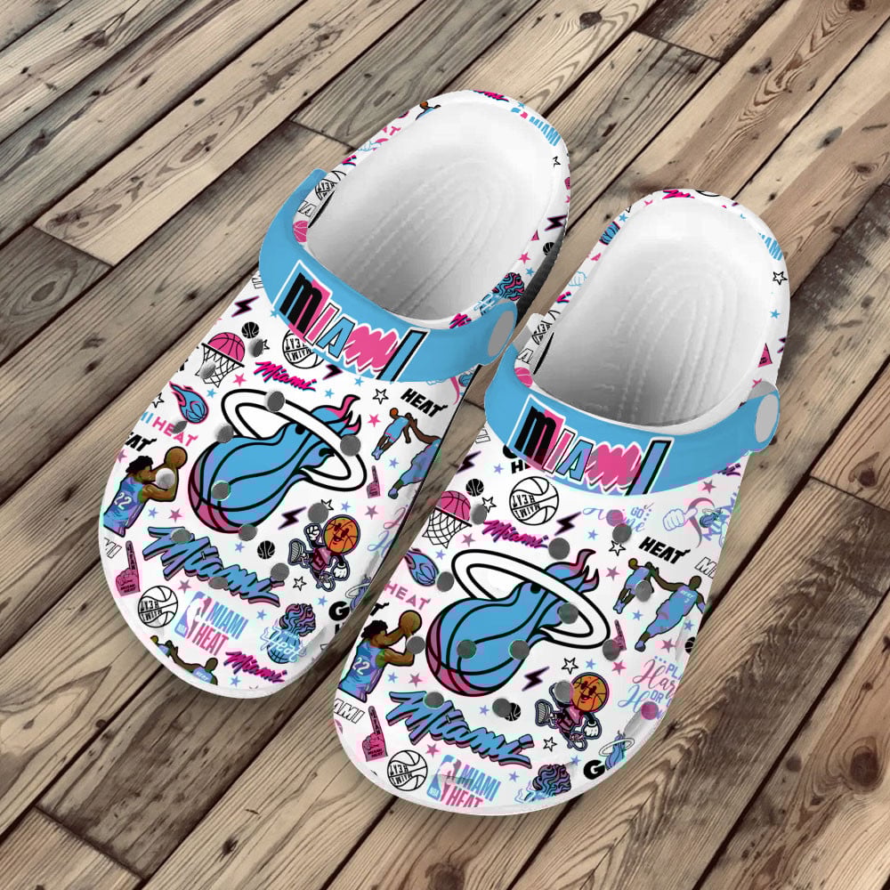 Merchidea Premium Miami Heat NBA Sport Crocs Crocband Clogs Shoes For Men Women and Kids