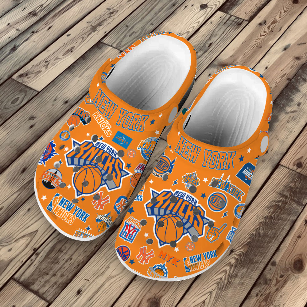 Merchidea Premium New York Knicks NBA Sport Crocs Crocband Clogs Shoes For Men Women and Kids