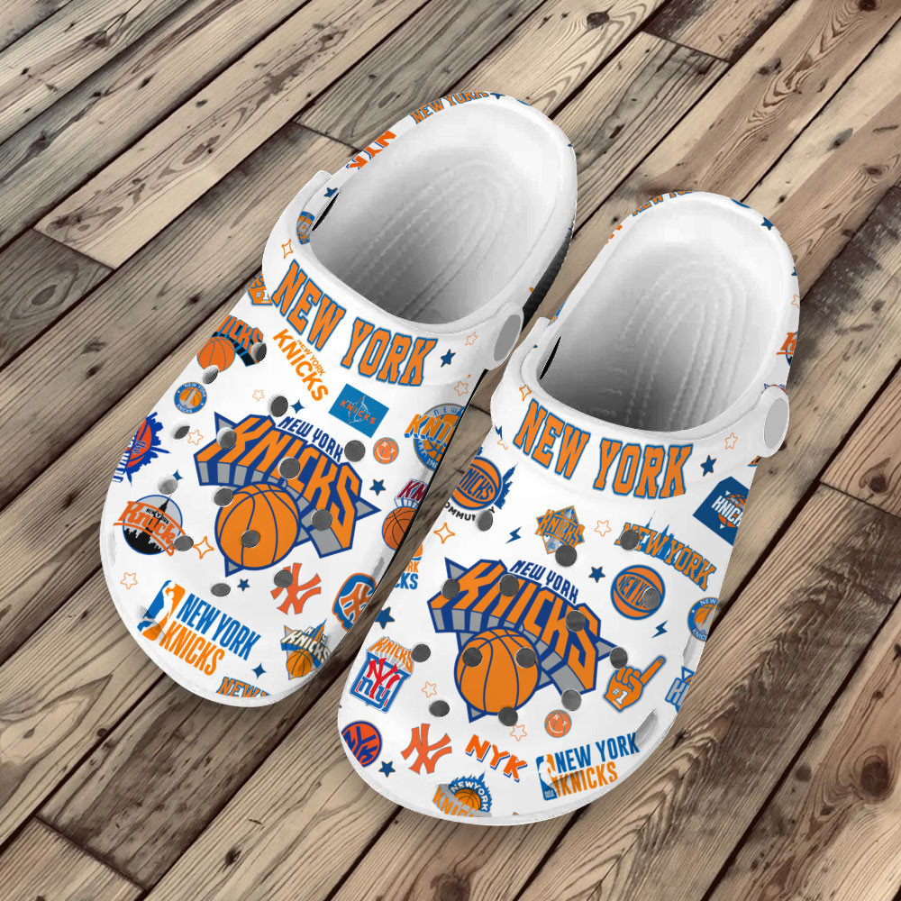 Merchidea Premium New York Knicks NBA Sport Crocs Crocband Clogs Shoes For Men Women and Kids