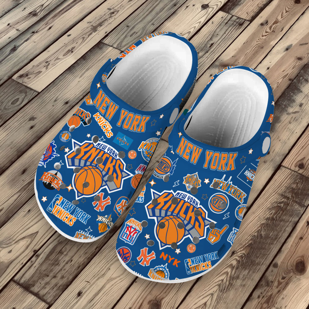Merchidea Premium New York Knicks NBA Sport Crocs Crocband Clogs Shoes For Men Women and Kids