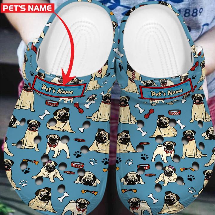 Merchidea Pug Dog Crocs Crocband Clogs Shoes Comfortable For Men Women and Kids