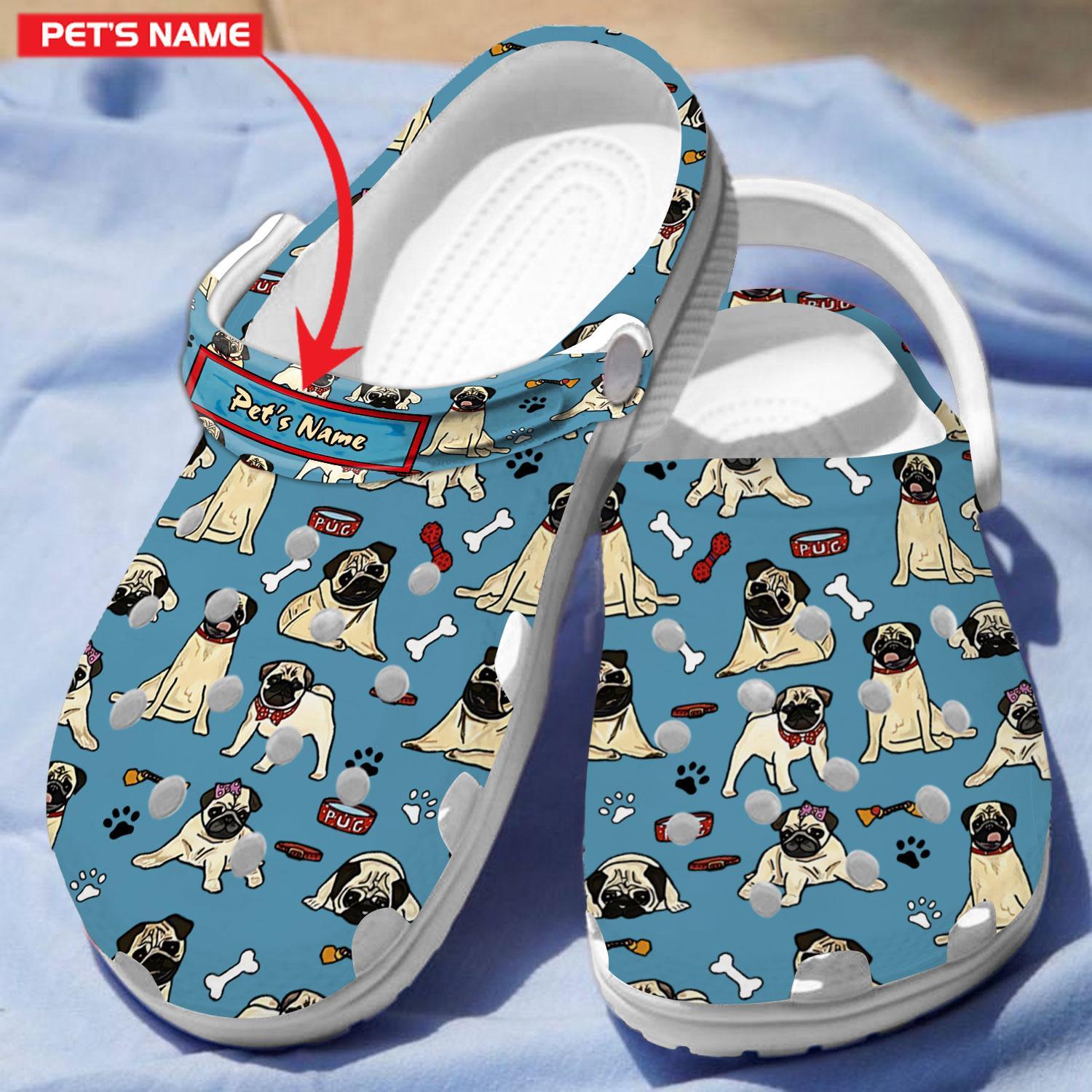 Merchidea Pug Dog Crocs Crocband Clogs Shoes Comfortable For Men Women and Kids