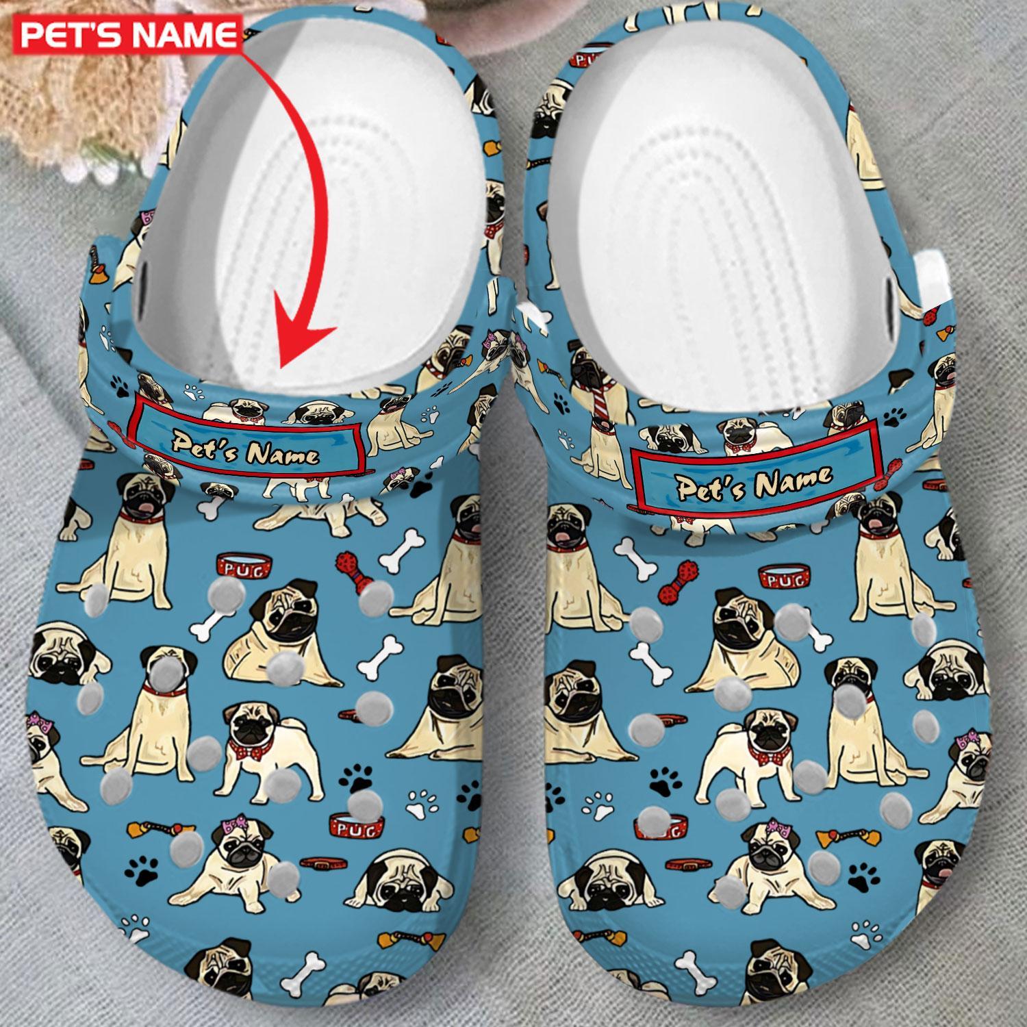 Merchidea Pug Dog Crocs Crocband Clogs Shoes Comfortable For Men Women and Kids