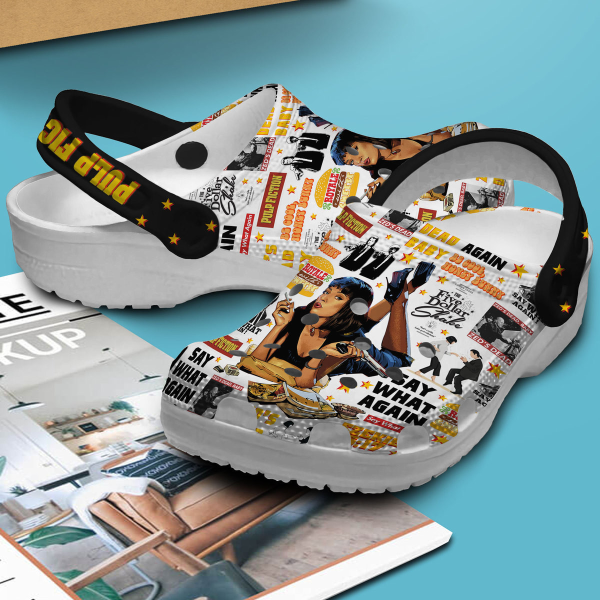 Merchidea Pulp Fiction Movie Crocs Crocband Clogs Shoes Comfortable For Men Women and Kids