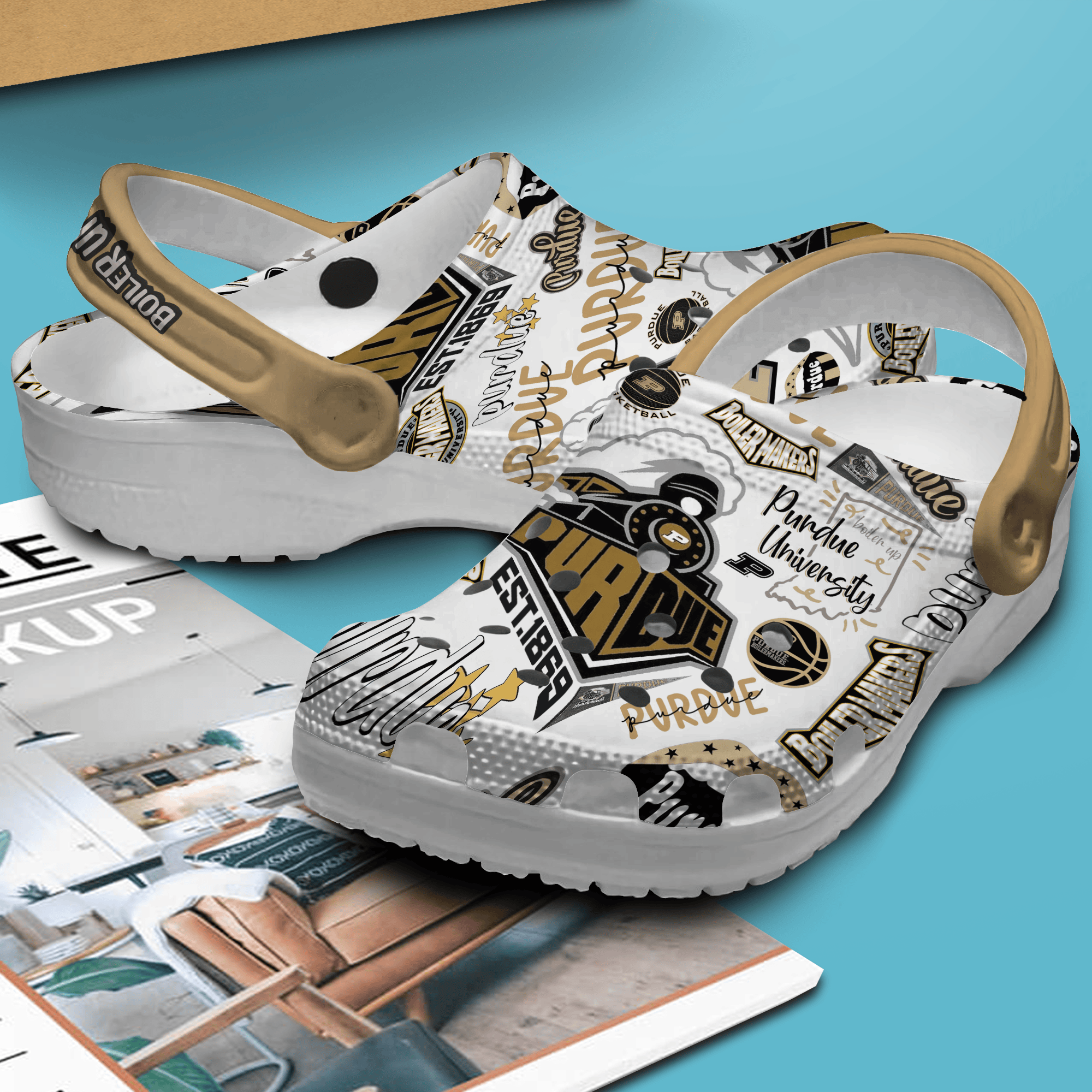 Merchidea Purdue Boilermakers Basketball NCAA Sport Crocs Crocband Clogs Shoes Comfortable For Men Women and Kids