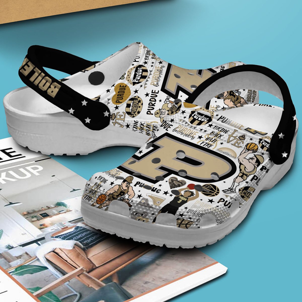 Merchidea Purdue Boilermakers NCAA Sport Crocs Crocband Clogs Shoes Comfortable For Men Women and Kids