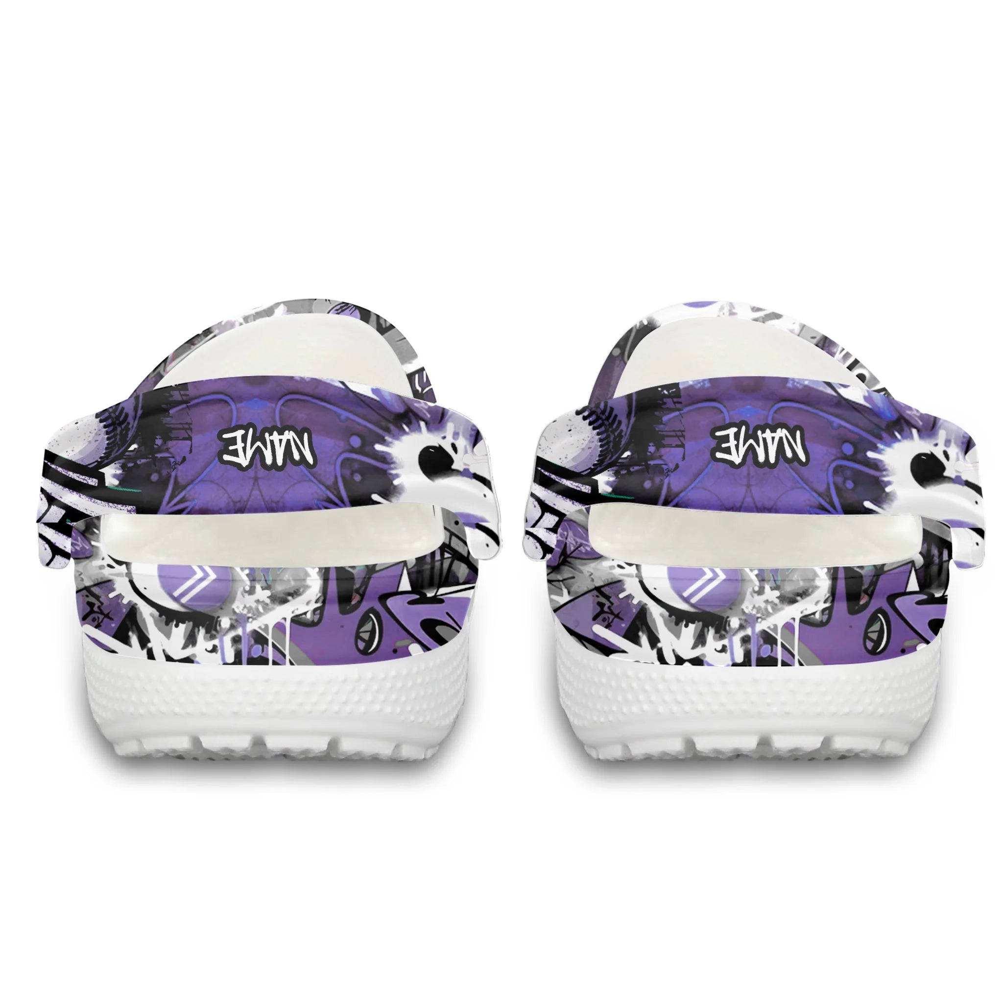 Merchidea Purple Graffiti Baseball Sport Crocs Crocband Clogs Shoes Comfortable For Men Women and Kids