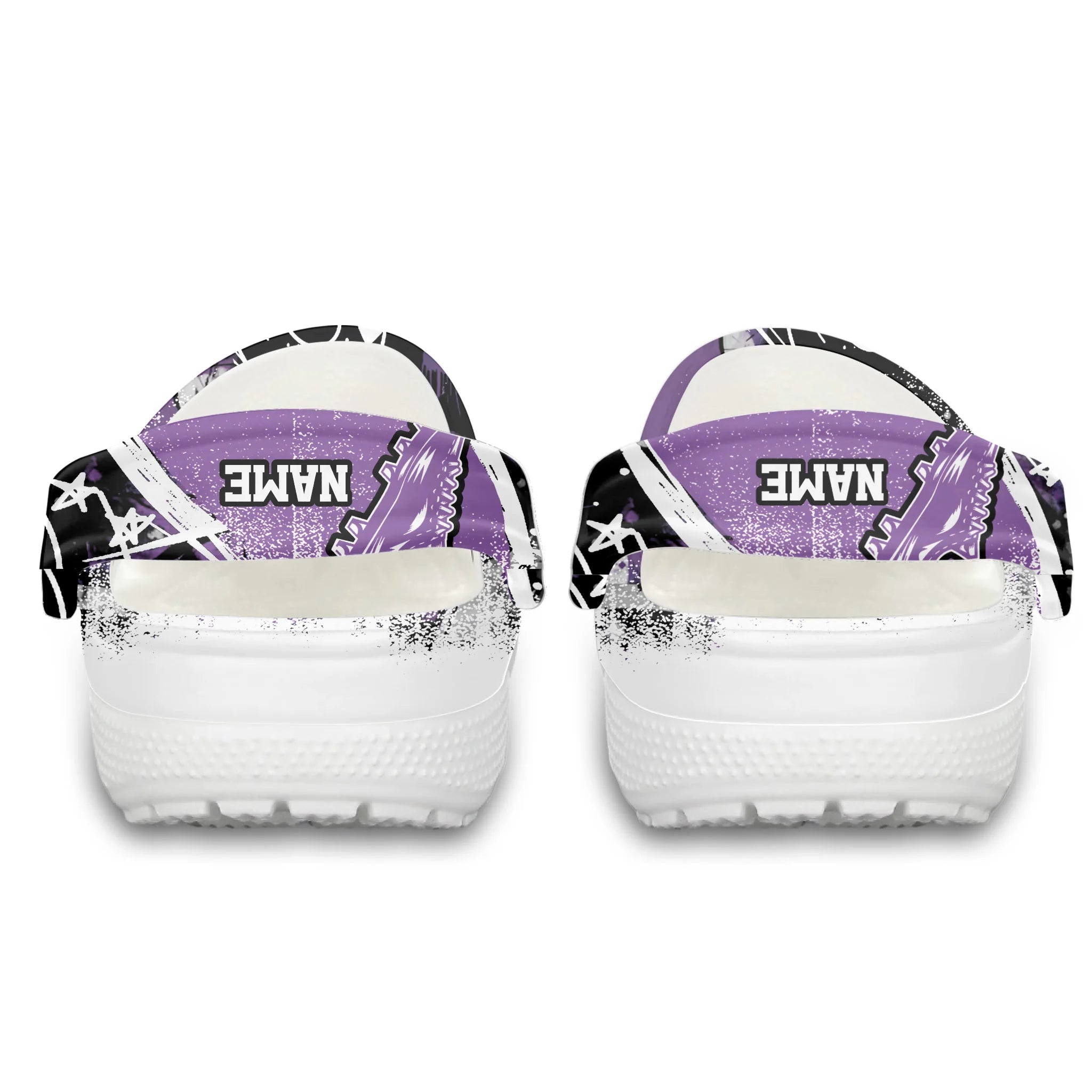 Merchidea Purple Graffiti Soccer Sport Crocs Crocband Clogs Shoes Comfortable For Men Women and Kids