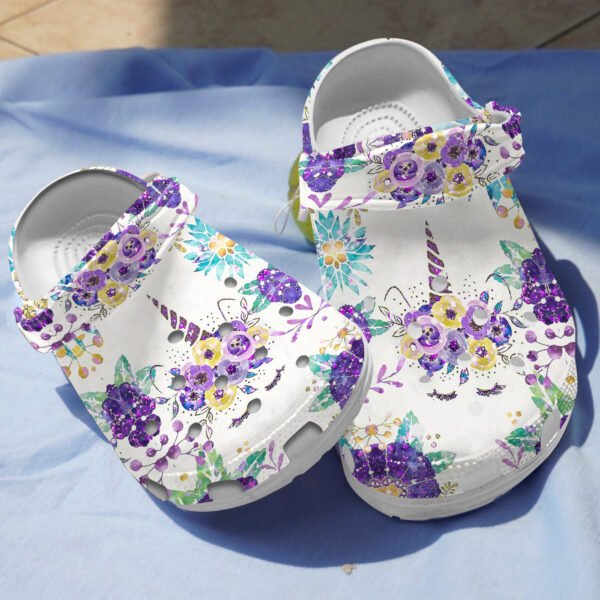 Merchidea Purple Unicorn Crocs Crocband Clogs Shoes Comfortable For Men Women and Kids