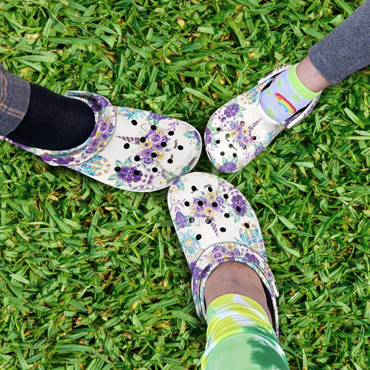 Merchidea Purple Unicorn Crocs Crocband Clogs Shoes Comfortable For Men Women and Kids