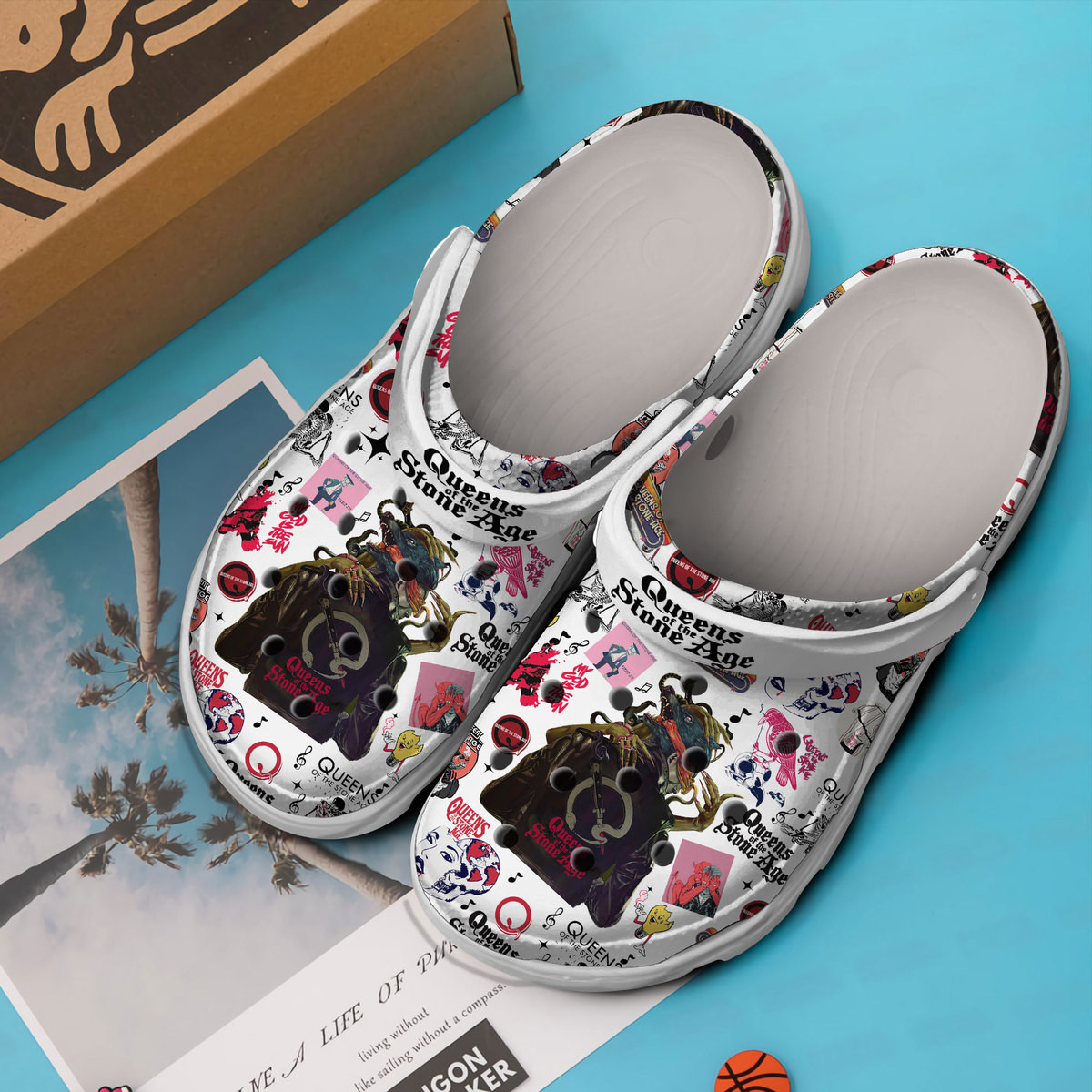 Merchidea Queens Of The Stone Age Music Crocs Crocband Clogs Shoes Comfortable For Men Women and Kids