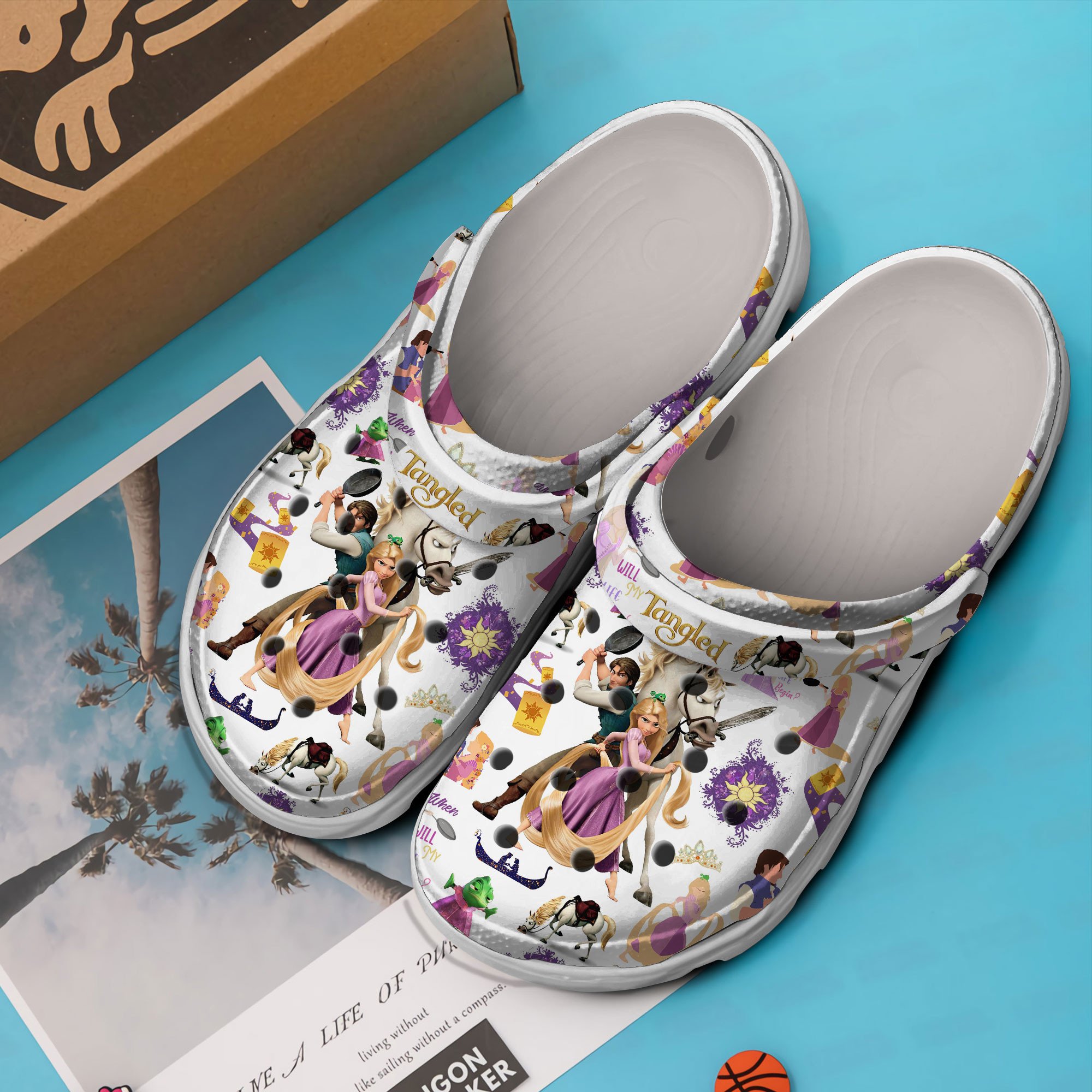 Merchidea Rapunzel Disney Cartoon Crocs Crocband Clogs Shoes Comfortable For Men Women and Kids