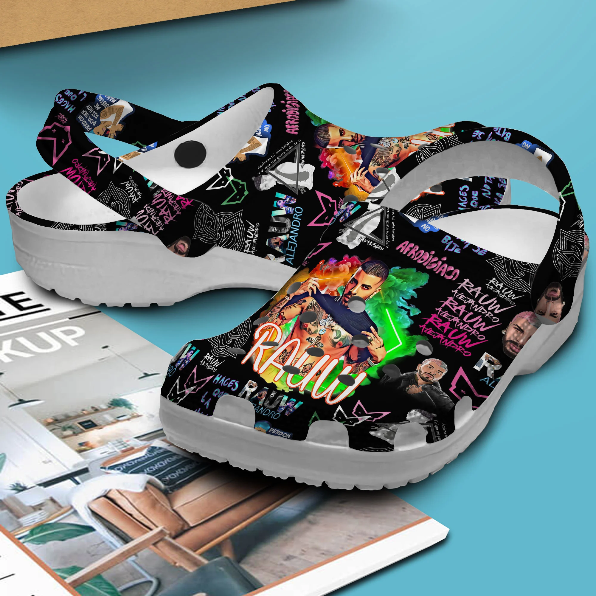 Merchidea Rauw Alejandro Music Crocs Crocband Clogs Shoes Comfortable For Men Women and Kids