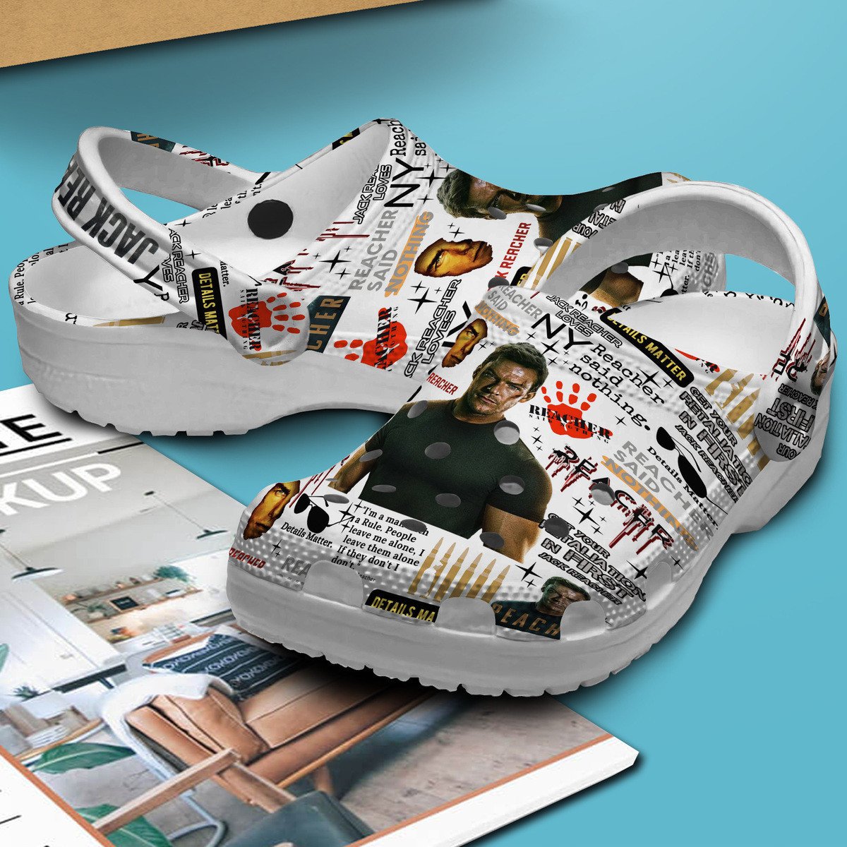 Merchidea Reacher TV Series Crocs Crocband Clogs Shoes Comfortable For Men Women and Kids