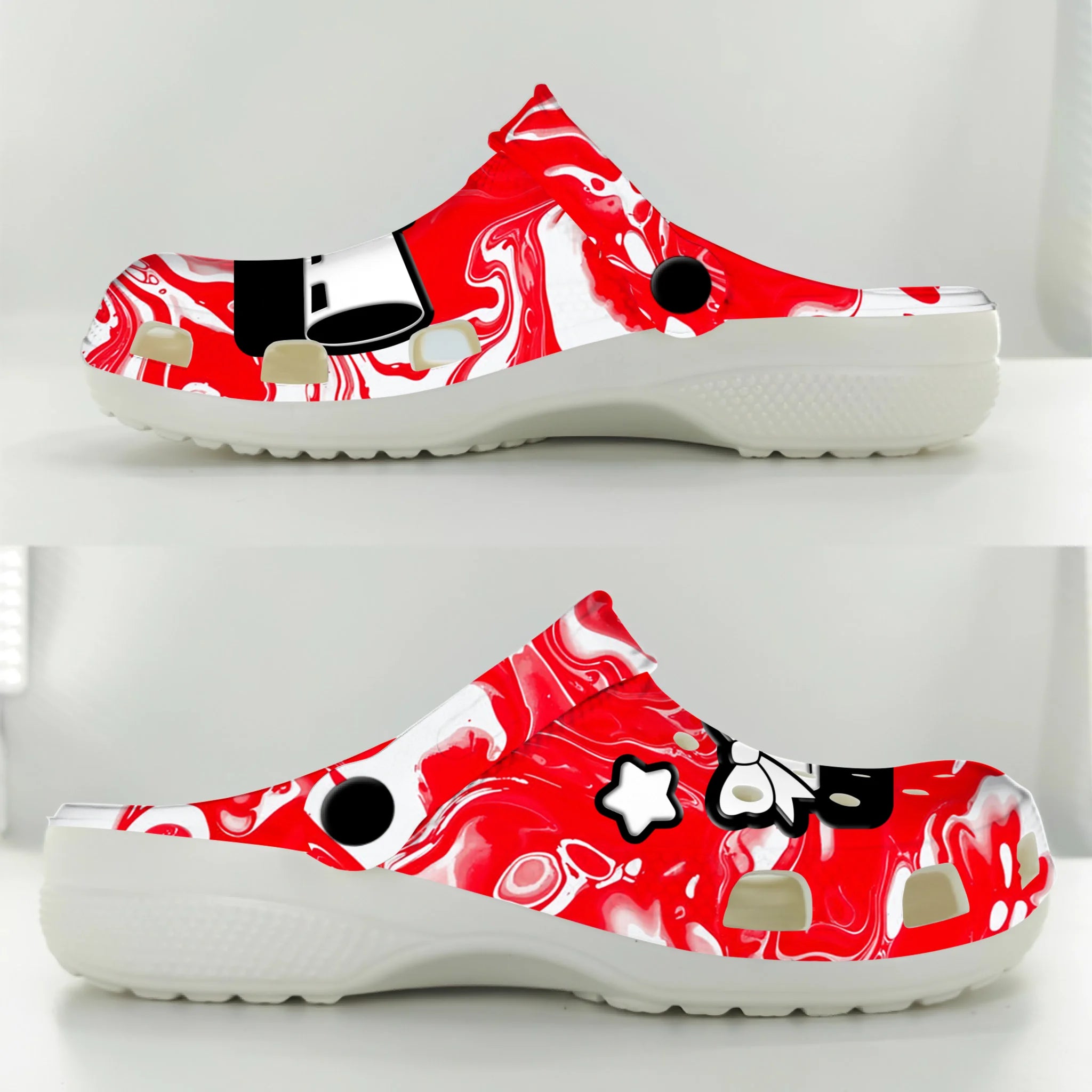 Merchidea Red Tie-Dye Cheerleading Sport Crocs Crocband Clogs Shoes Comfortable For Men Women and Kids