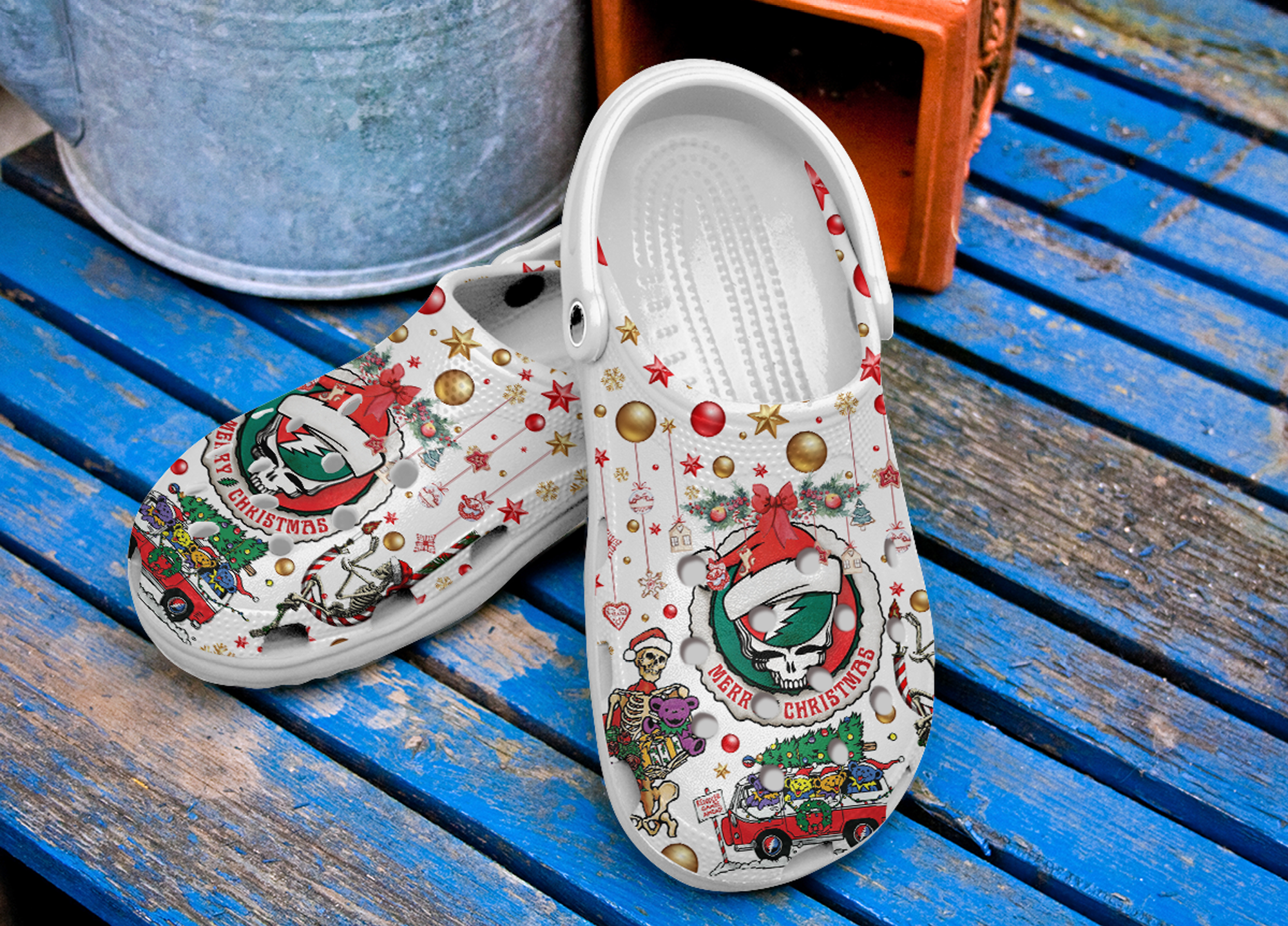 Merchidea Reindeer Games Ahead Grateful Dead Music Crocs Crocband Clogs Shoes Comfortable For Men Women and Kids
