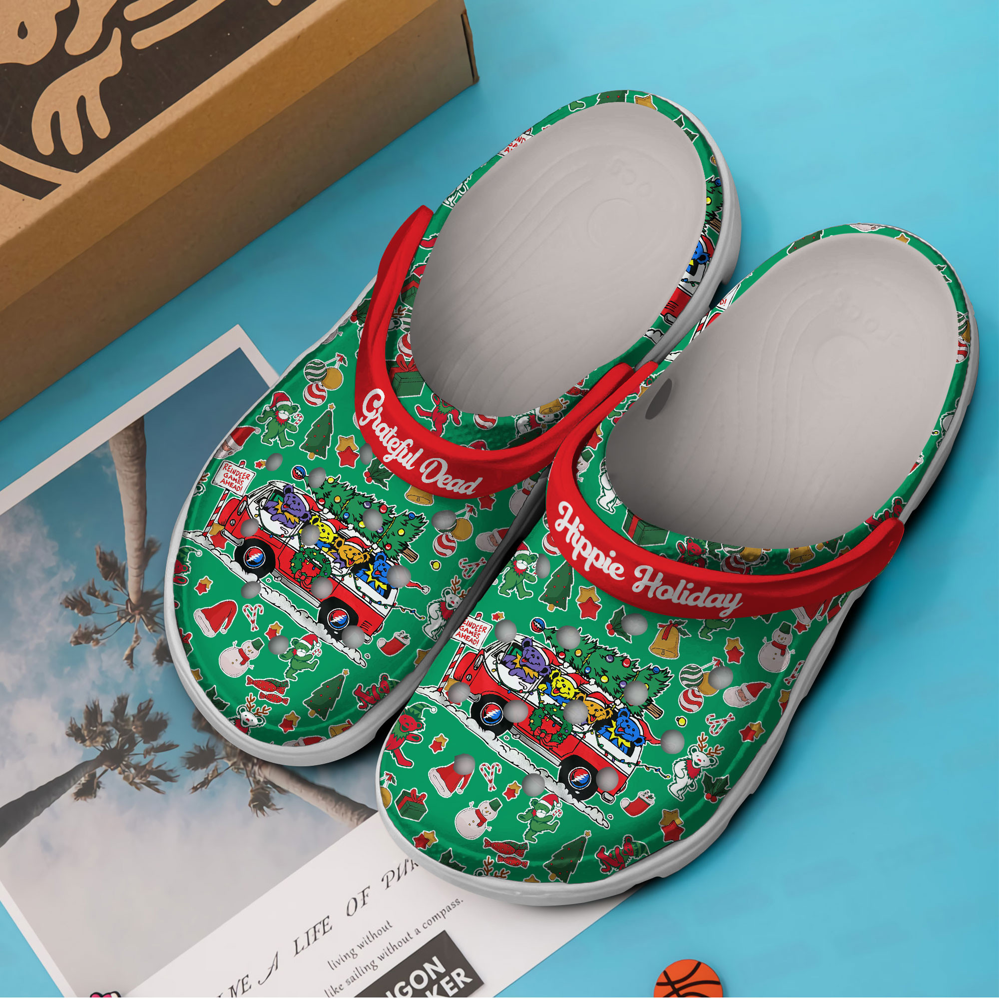 Merchidea Reindeer Games Ahead Grateful Dead Music Crocs Crocband Clogs Shoes Comfortable For Men Women and Kids