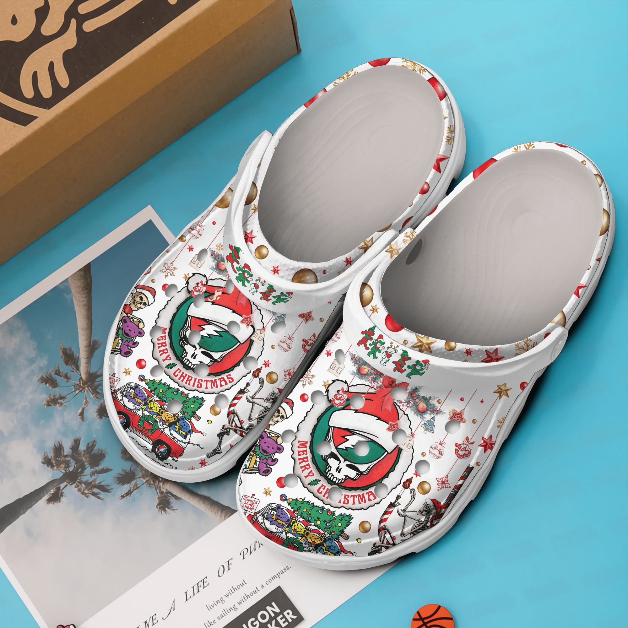 Merchidea Reindeer Games Ahead Grateful Dead Music Crocs Crocband Clogs Shoes Comfortable For Men Women and Kids