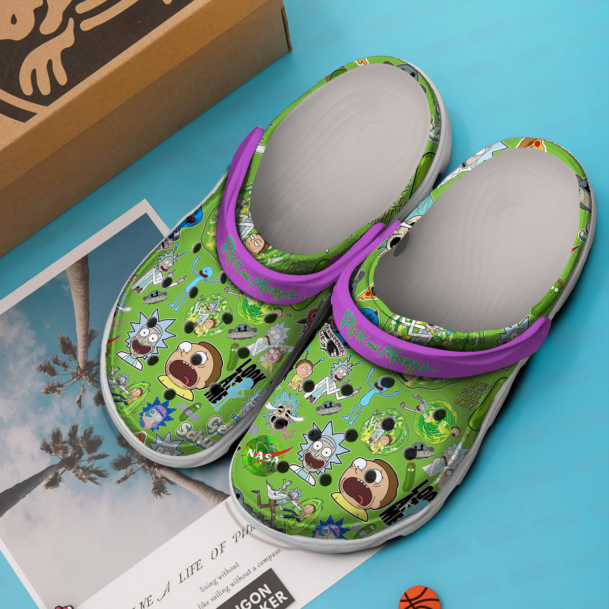 Merchidea Rick And Morty Cartoon Premium Crocs Crocband Clogs Shoes Comfortable For Men Women and Kids