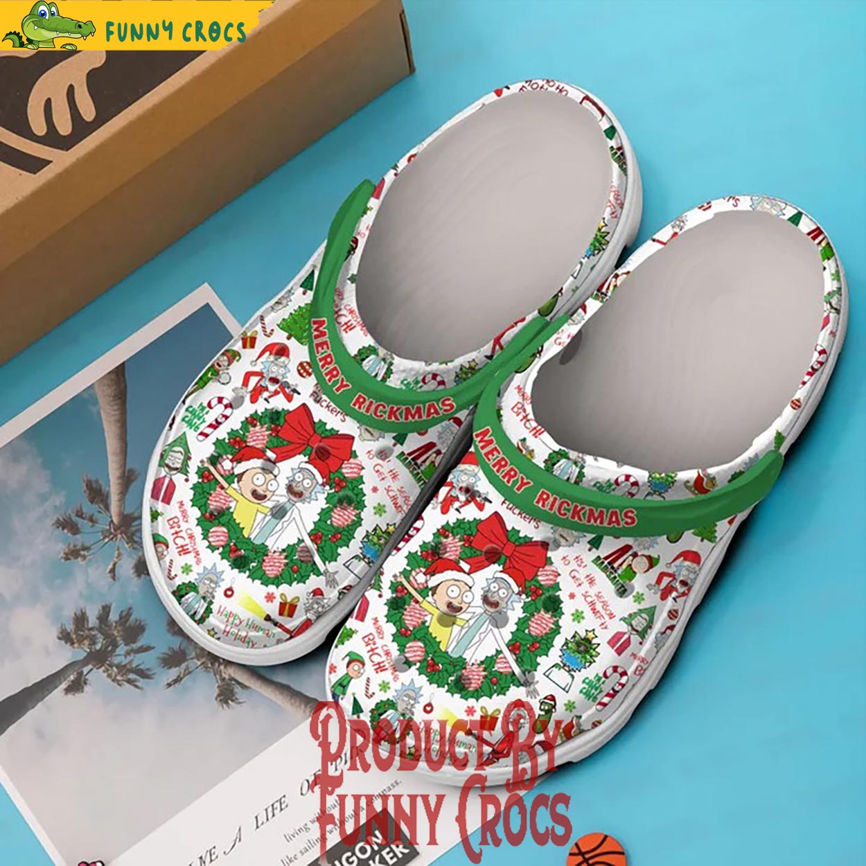 Merchidea Rick And Morty TV Series Christmas Crocs Crocband Clogs Shoes Comfortable For Men Women and Kids