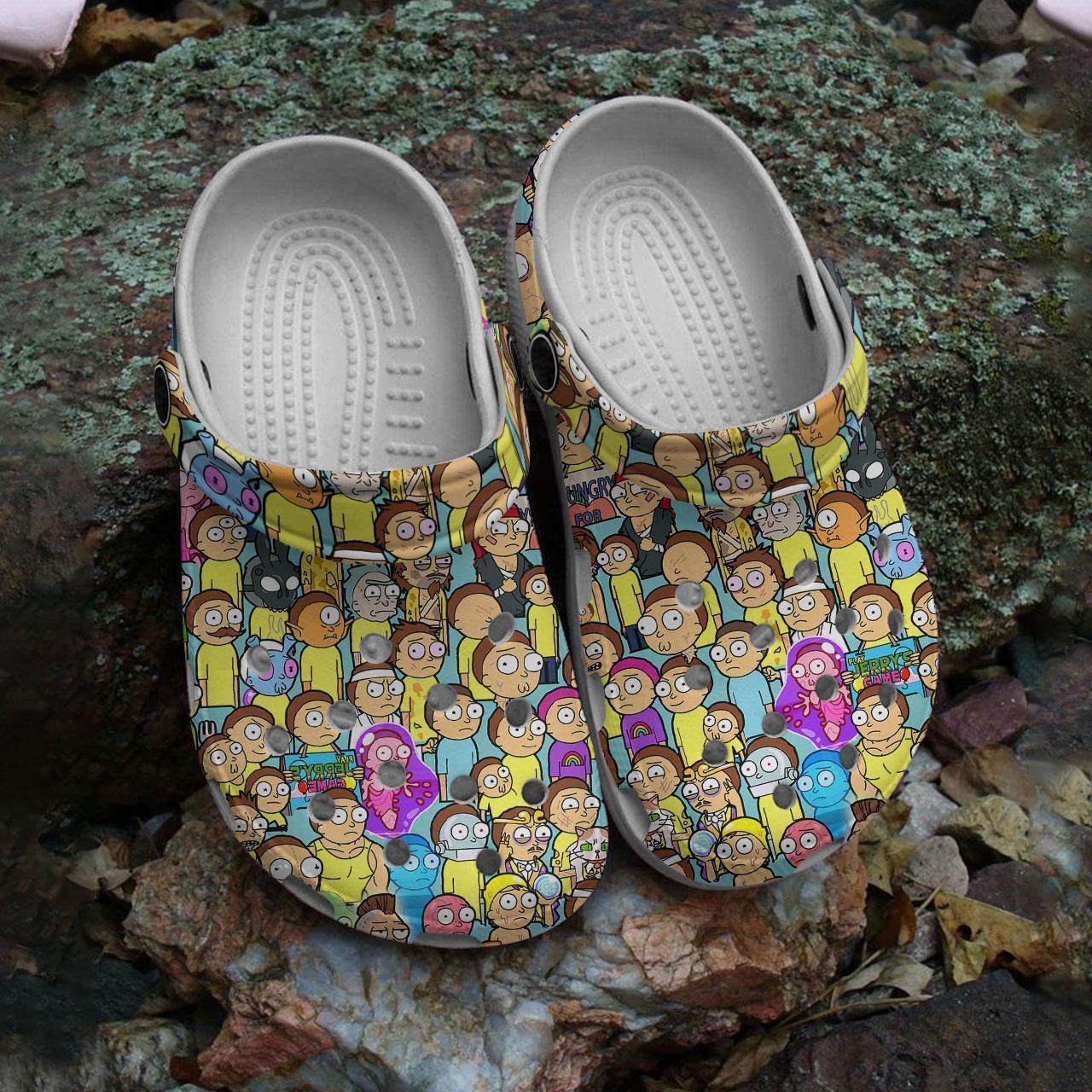 Merchidea Rick And Morty TV Series Crocs Crocband Clogs Shoes Comfortable For Men Women and Kids