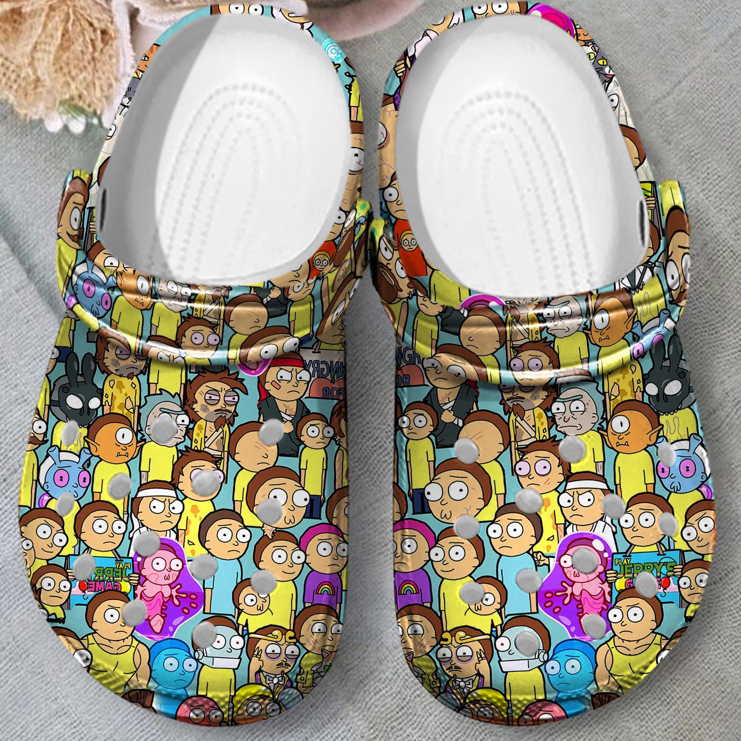 Merchidea Rick And Morty TV Series Crocs Crocband Clogs Shoes Comfortable For Men Women and Kids