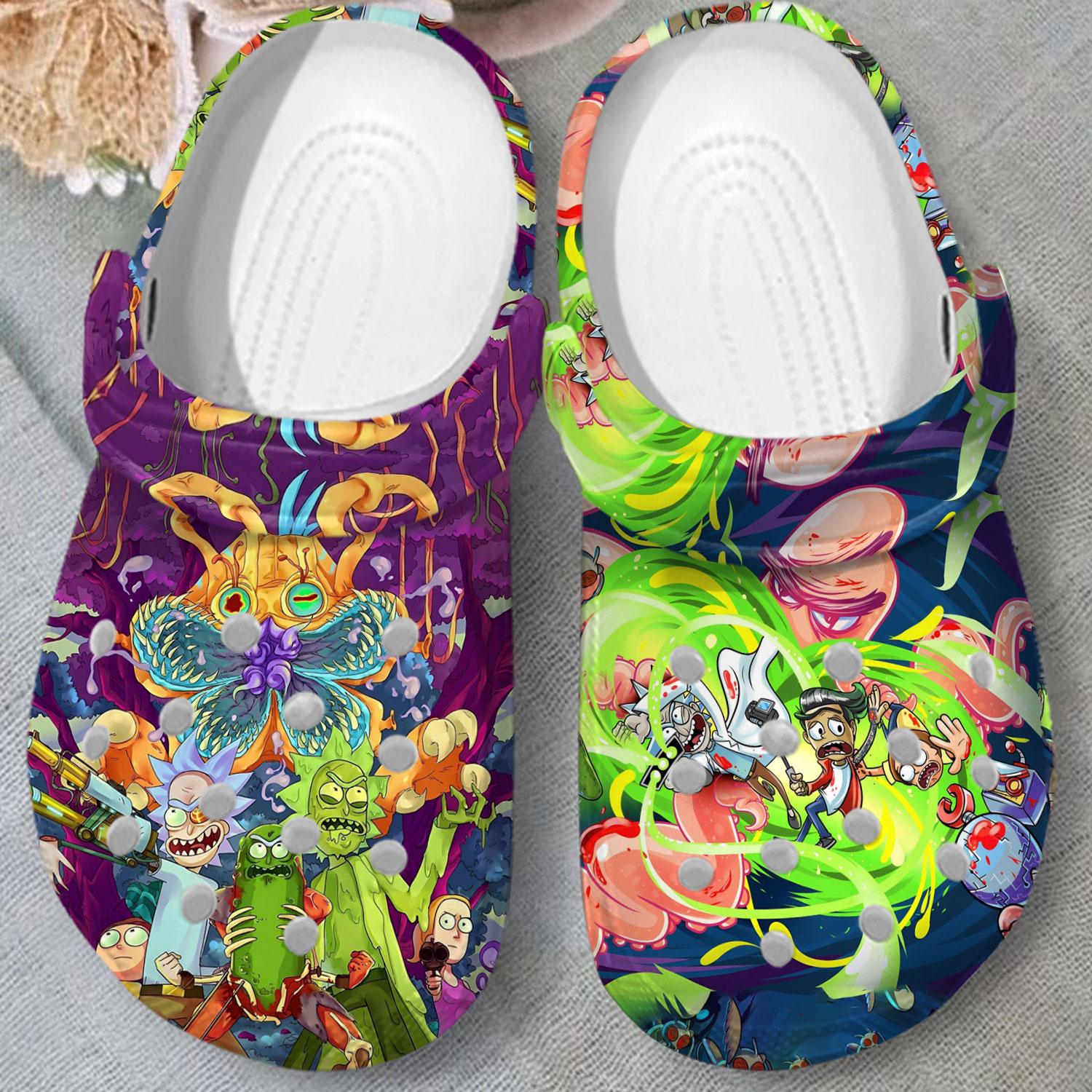 Merchidea Rick And Morty TV Series Crocs Crocband Clogs Shoes Comfortable For Men Women and Kids