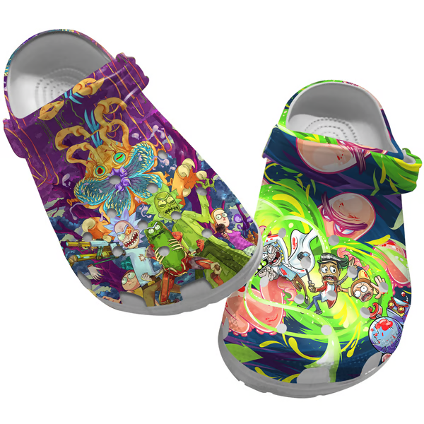 Merchidea Rick And Morty TV Series Crocs Crocband Clogs Shoes Comfortable For Men Women and Kids