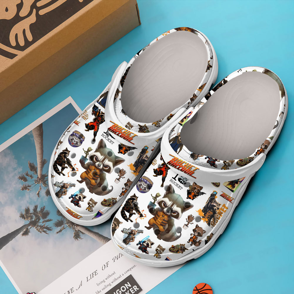 Merchidea Rocket Raccoon Movie Crocs Crocband Clogs Shoes Comfortable For Men Women and Kids
