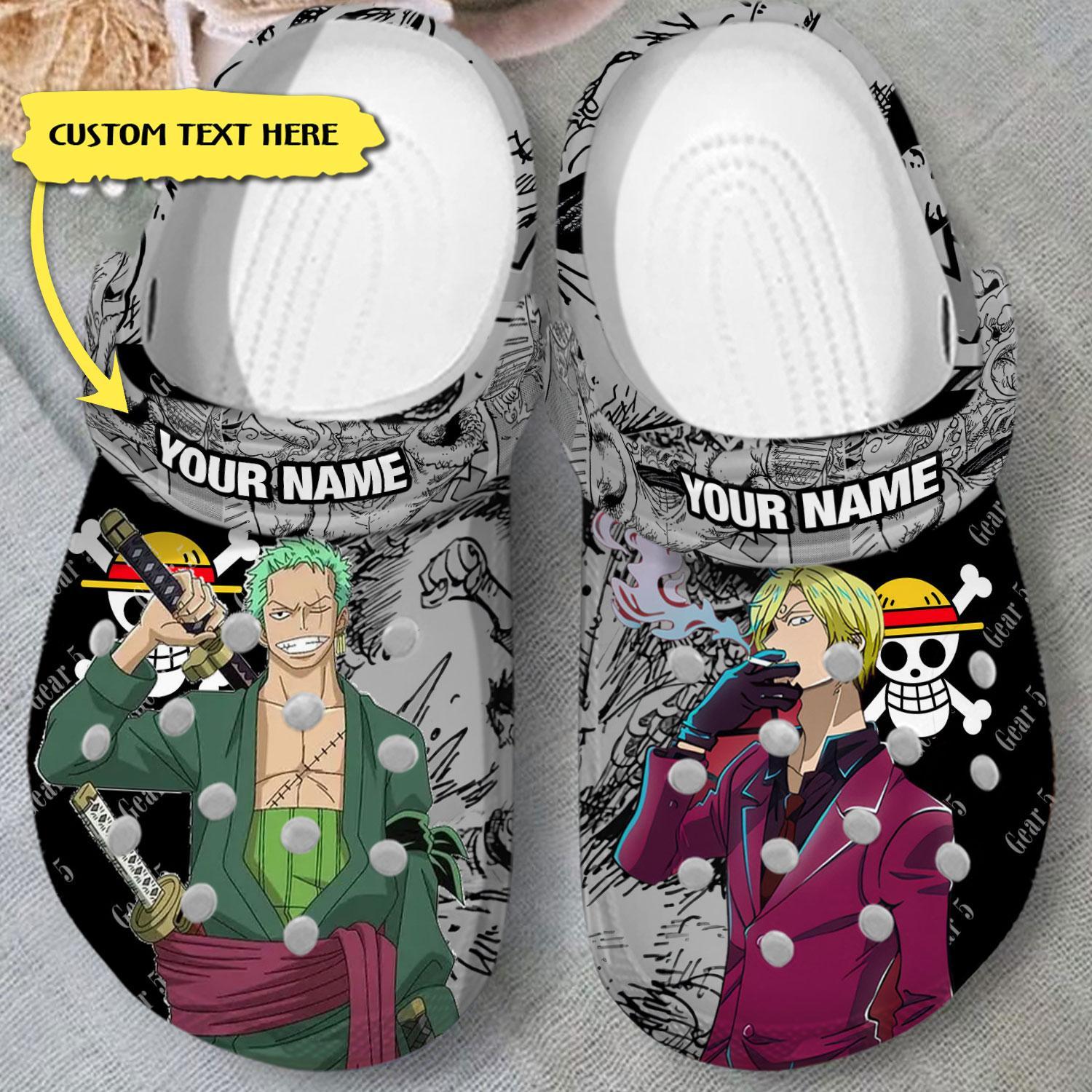 Merchidea Roronoa Zoro And Sanji One Piece Anime Crocs Crocband Clogs Shoes Comfortable For Men Women and Kids