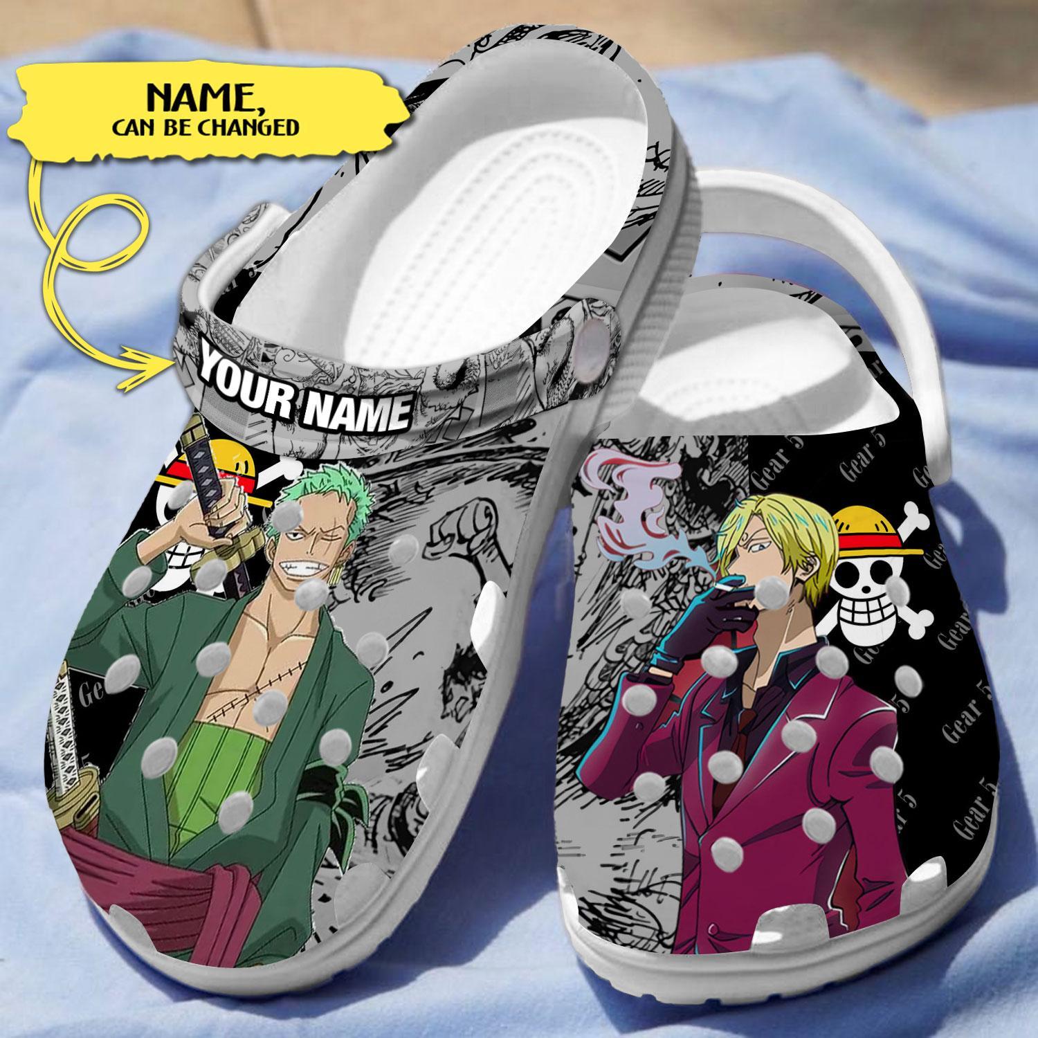 Merchidea Roronoa Zoro And Sanji One Piece Anime Crocs Crocband Clogs Shoes Comfortable For Men Women and Kids