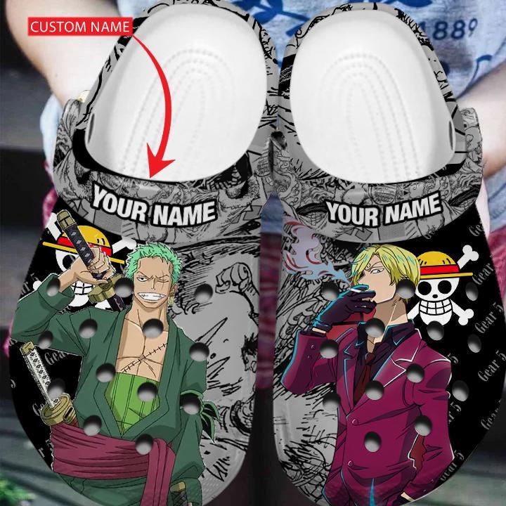 Merchidea Roronoa Zoro And Sanji One Piece Anime Crocs Crocband Clogs Shoes Comfortable For Men Women and Kids