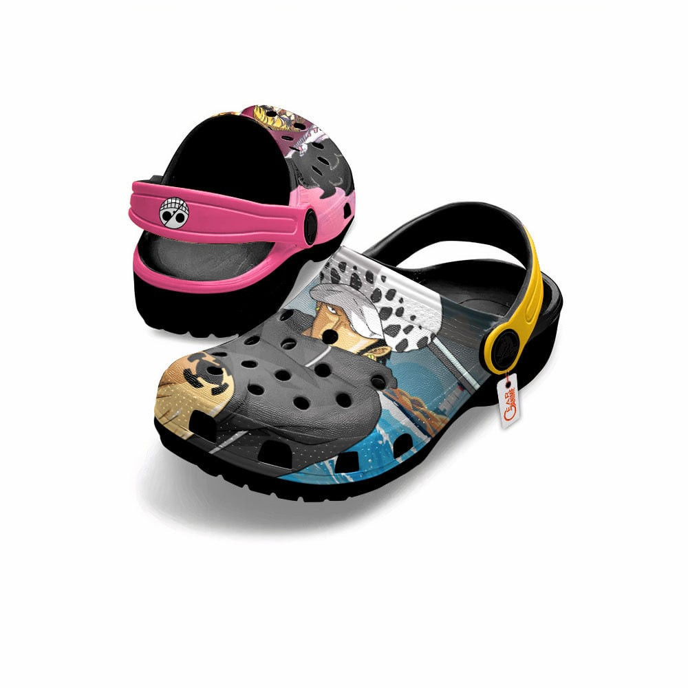 Merchidea Rosinante and Trafalgar D. Water Law One Piece Anime Crocs Crocband Clogs Shoes Comfortable For Men Women and Kids