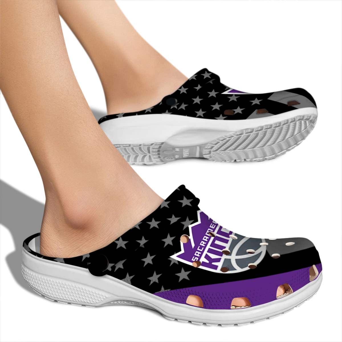 Merchidea Sacramento Kings NBA Sport Crocs Crocband Clogs Shoes Comfortable For Men Women and Kids