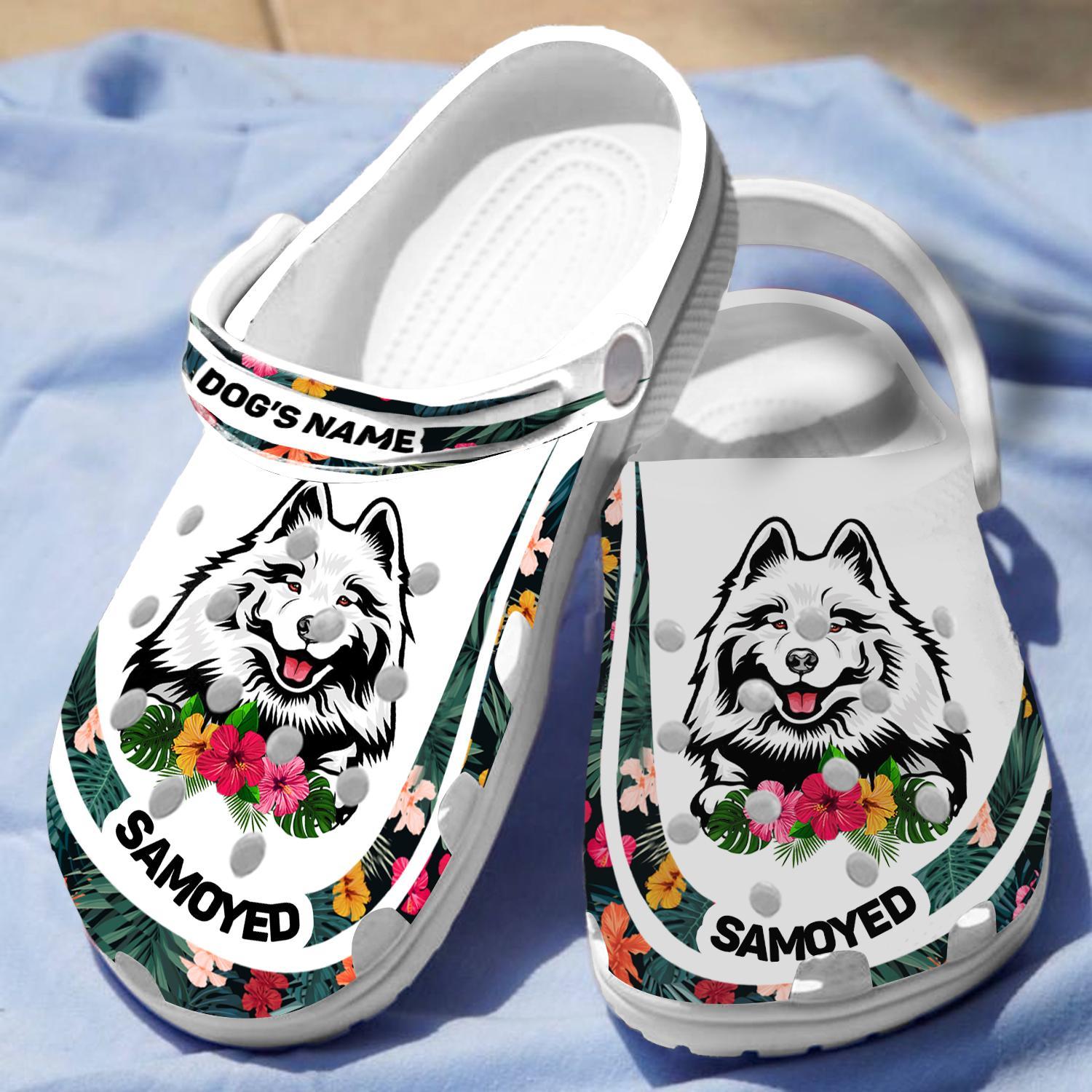 Merchidea Samoyed Dog Crocs Crocband Clogs Shoes Comfortable For Men Women and Kids