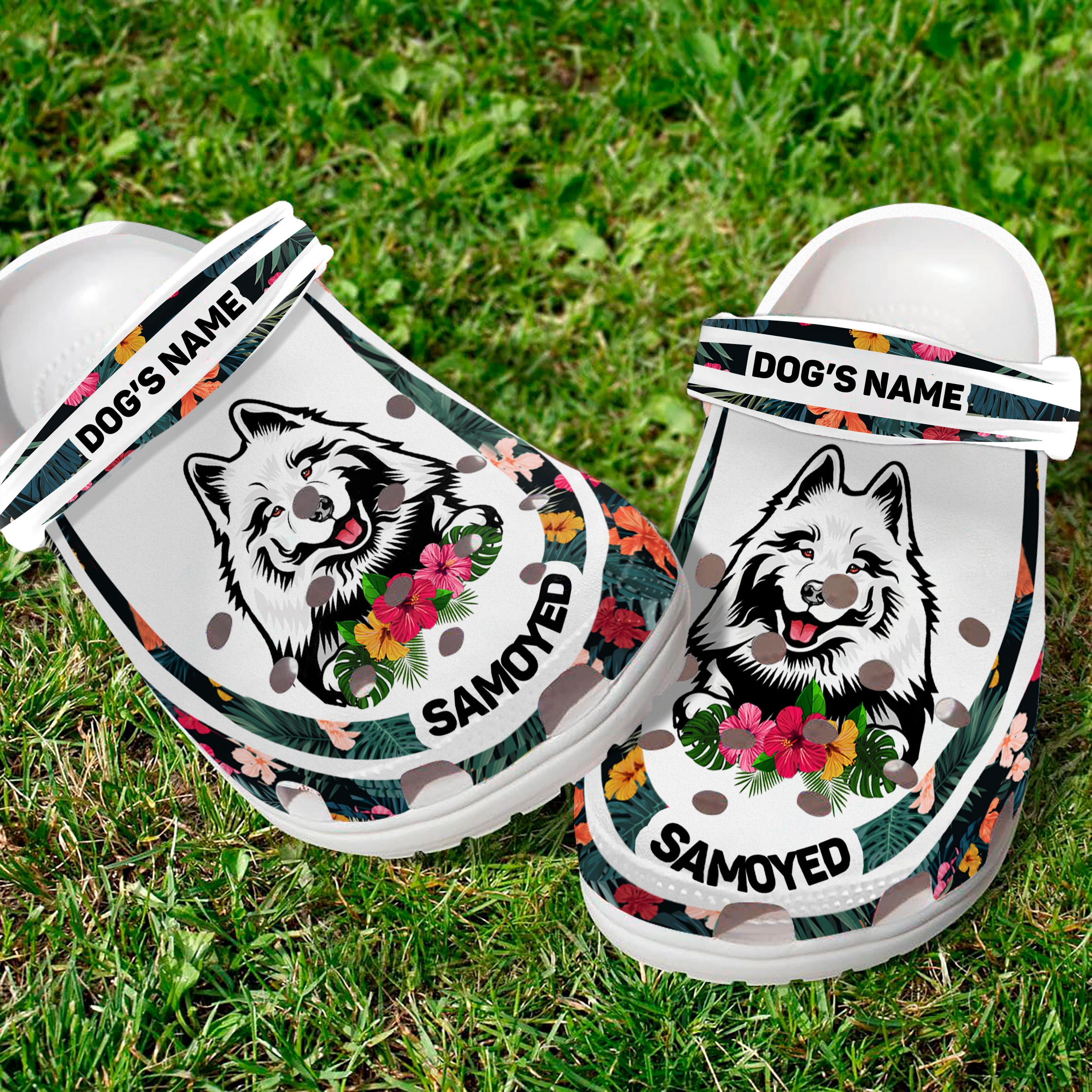 Merchidea Samoyed Dog Crocs Crocband Clogs Shoes Comfortable For Men Women and Kids