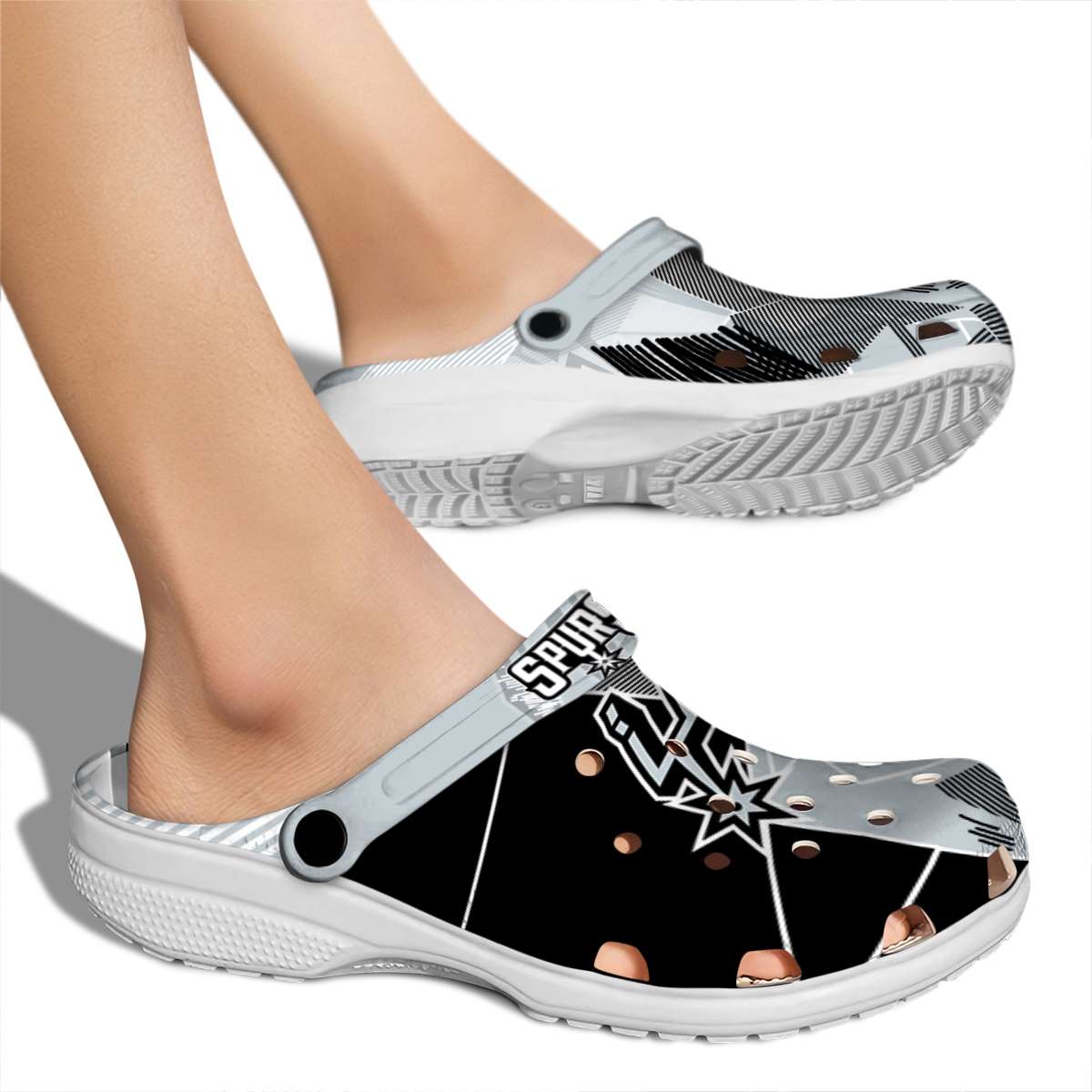 Merchidea San Antonio Spurs NBA Sport Crocs Crocband Clogs Shoes Comfortable For Men Women and Kids