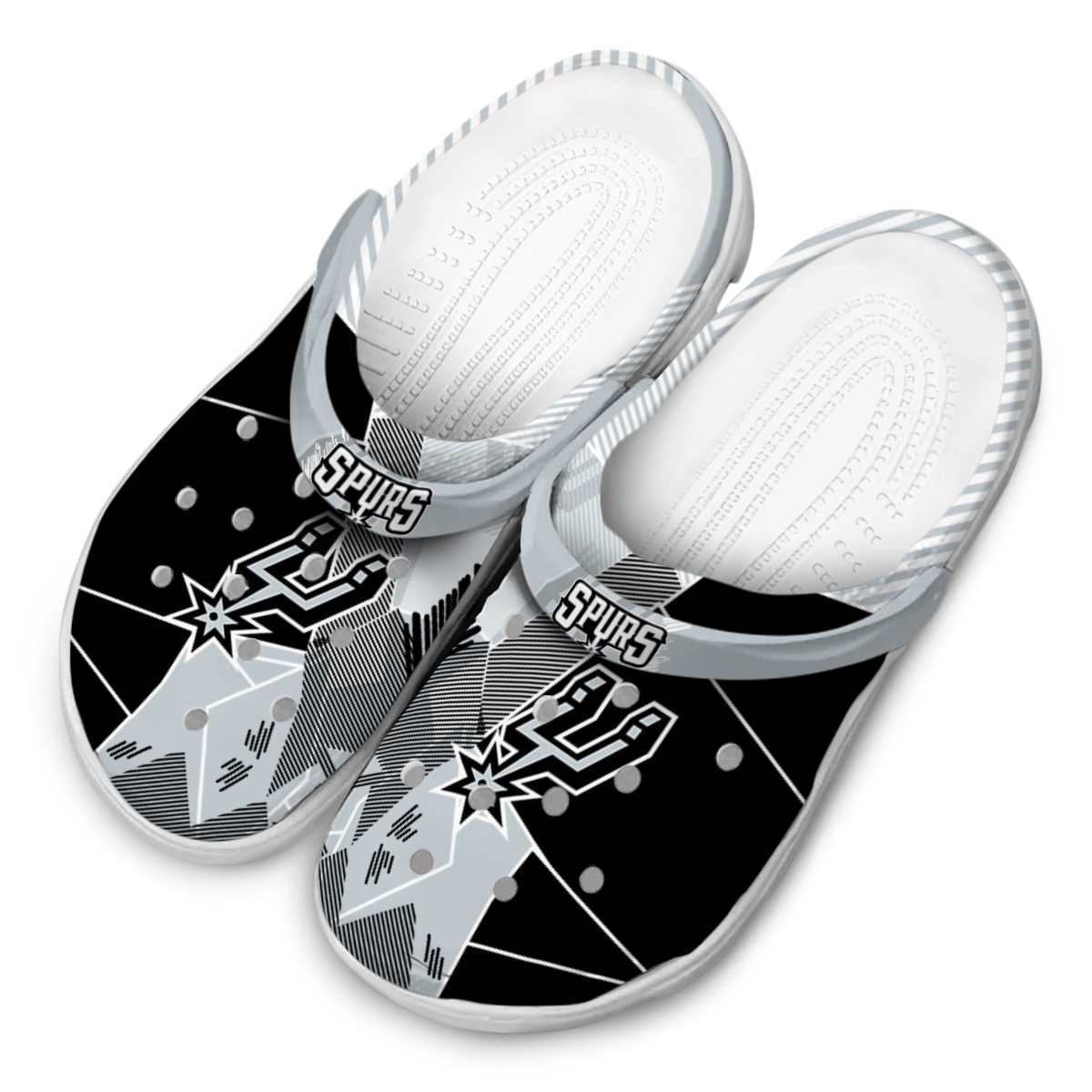 Merchidea San Antonio Spurs NBA Sport Crocs Crocband Clogs Shoes Comfortable For Men Women and Kids