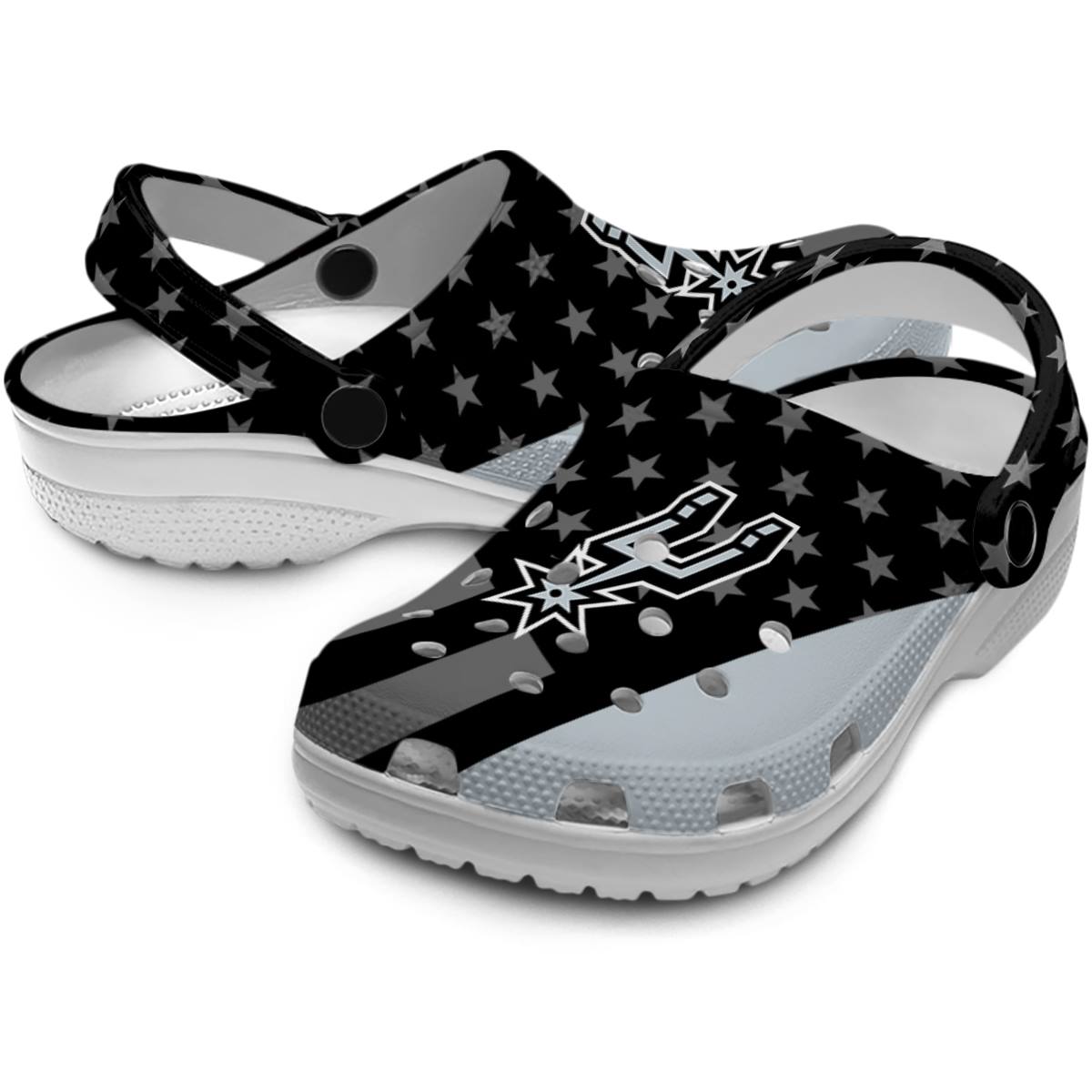 Merchidea San Antonio Spurs NBA Sport Crocs Crocband Clogs Shoes Comfortable For Men Women and Kids