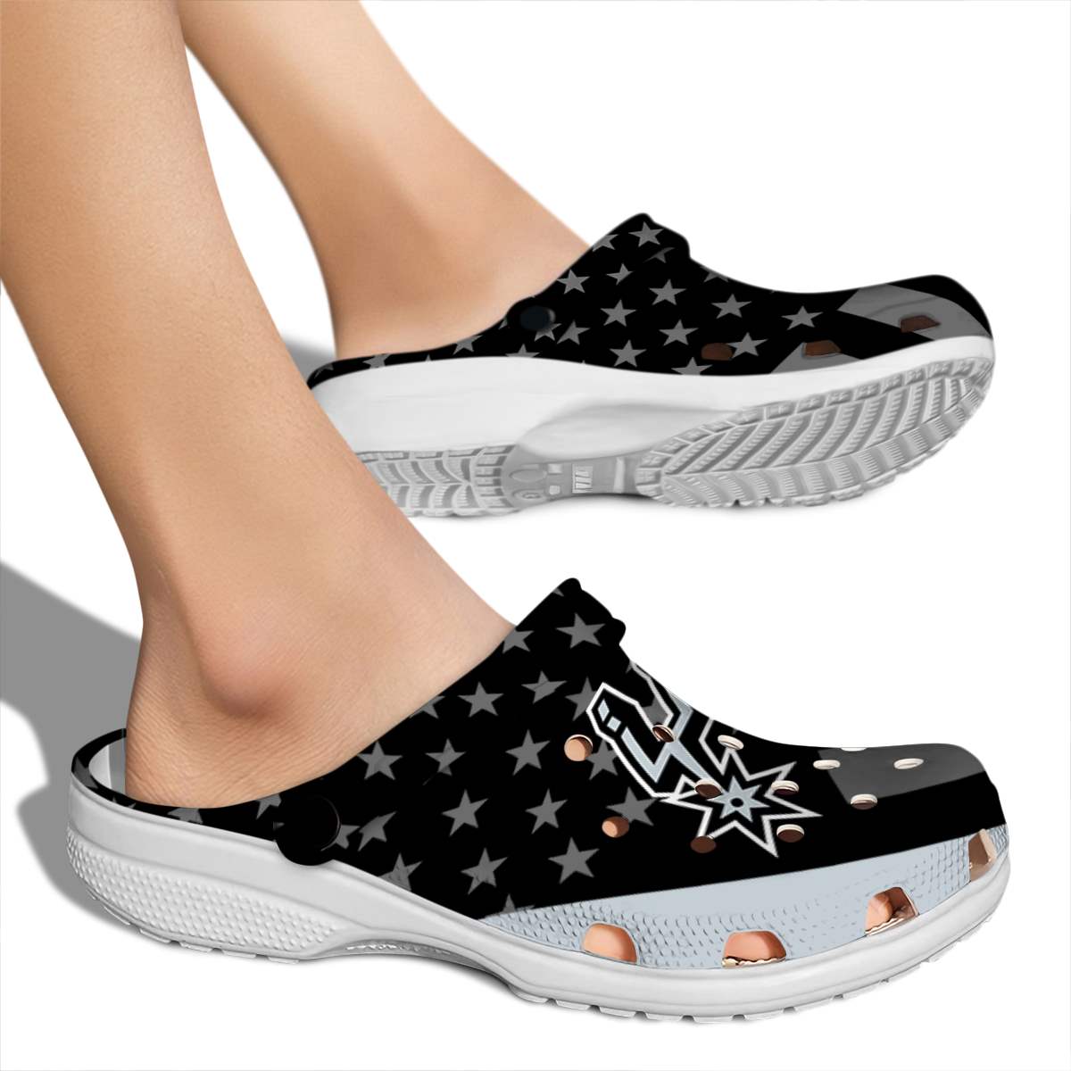 Merchidea San Antonio Spurs NBA Sport Crocs Crocband Clogs Shoes Comfortable For Men Women and Kids