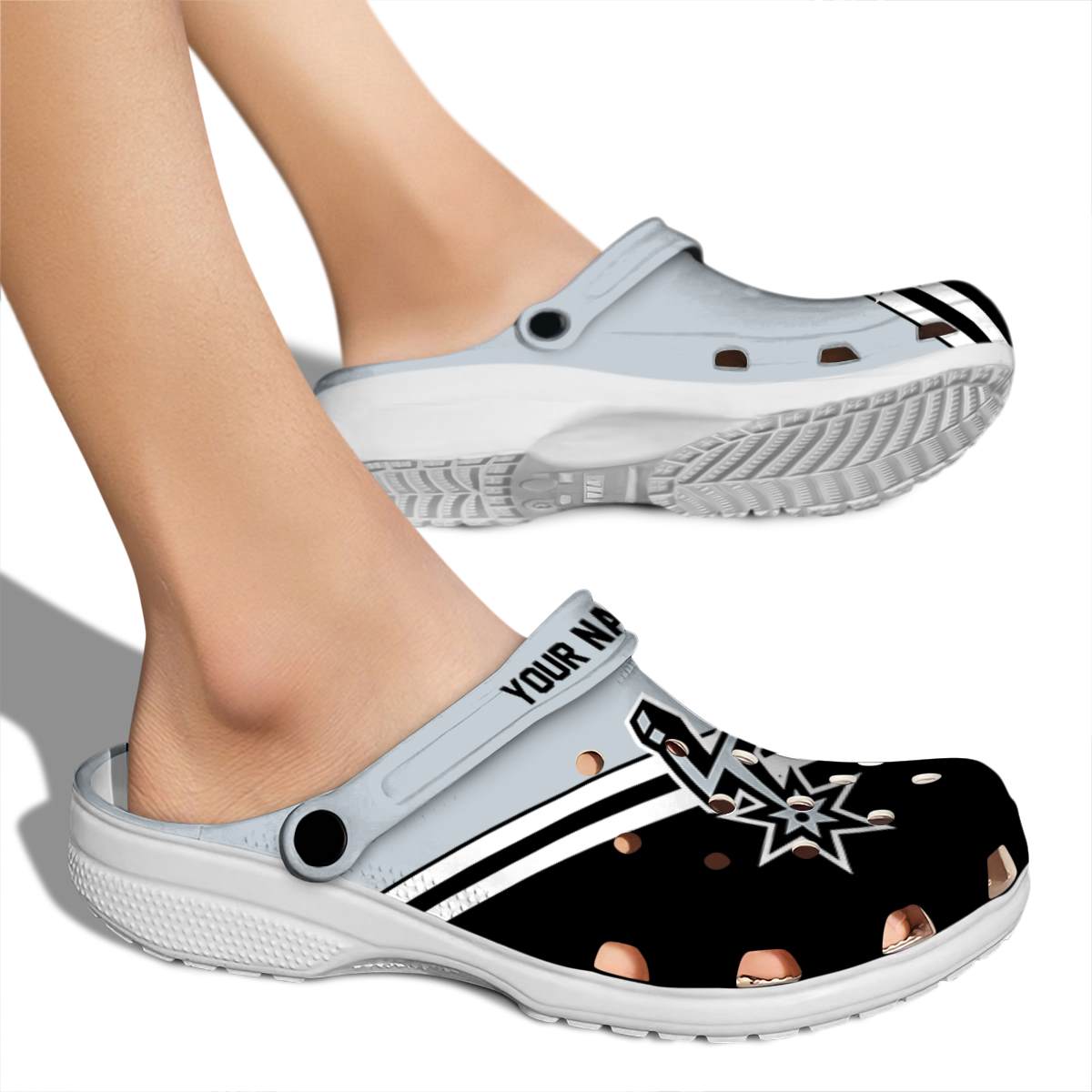 Merchidea San Antonio Spurs NBA Sport Crocs Crocband Clogs Shoes Comfortable For Men Women and Kids