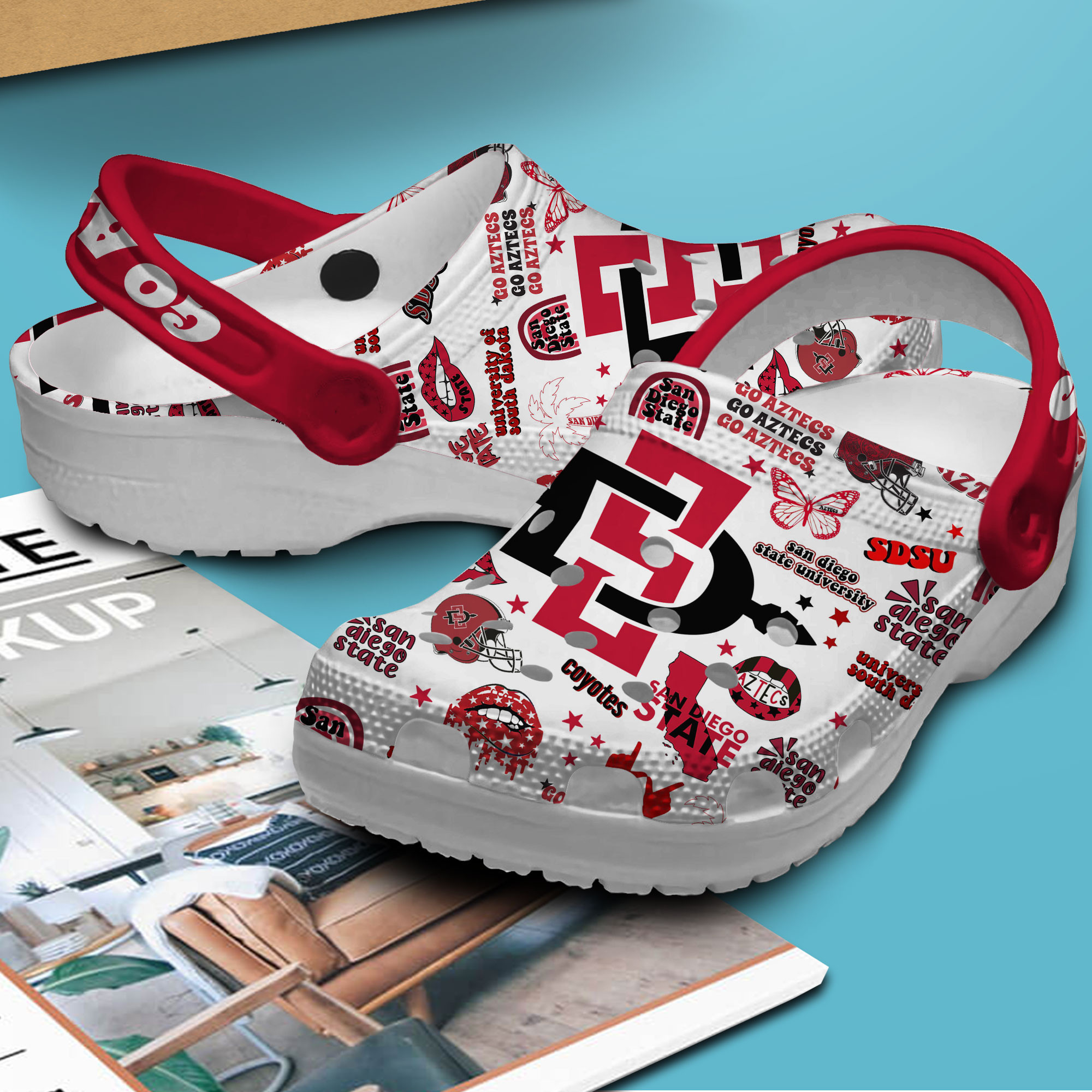Merchidea San Diego State Aztecs NCAA Sport Crocs Crocband Clogs Shoes Comfortable For Men Women and Kids